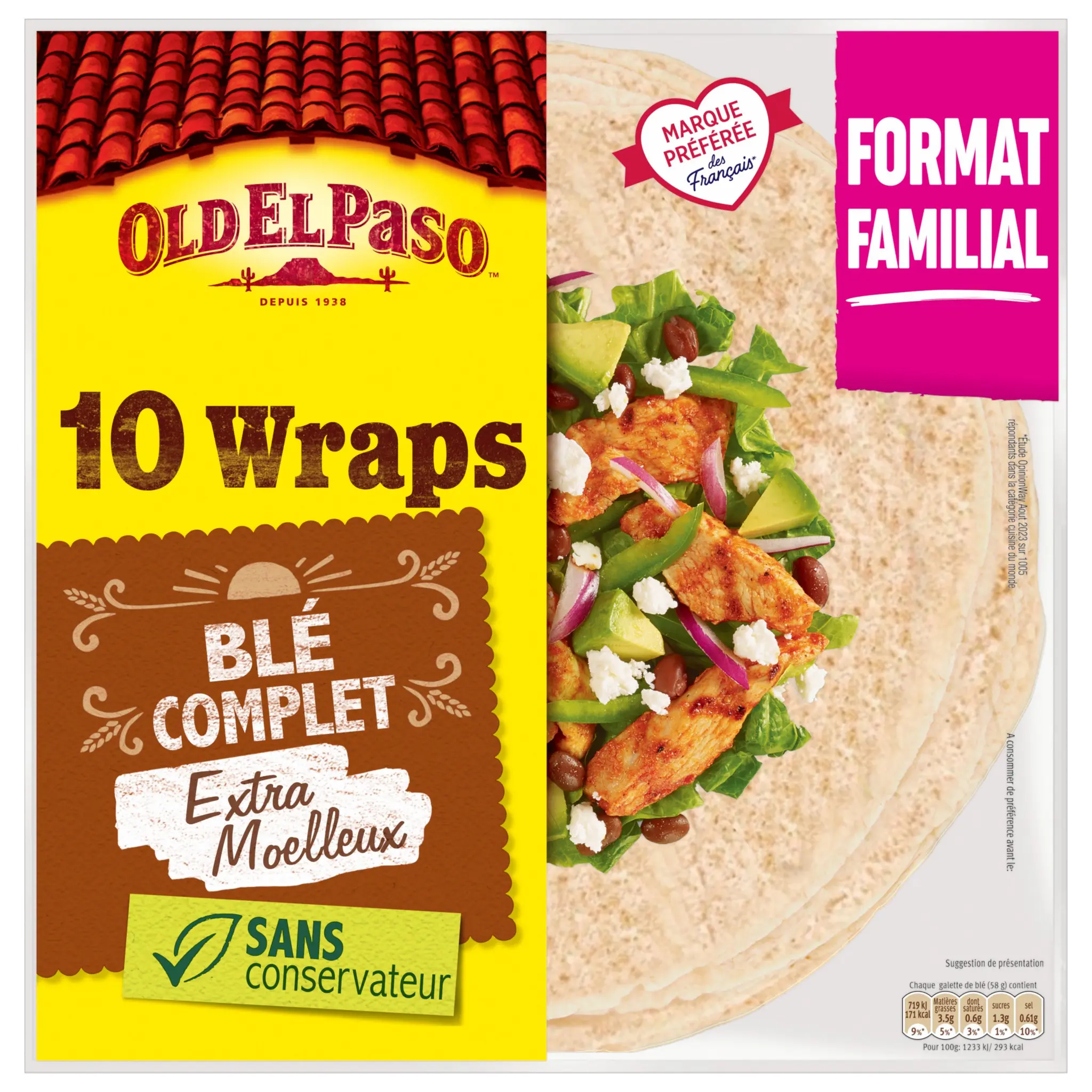 OLD EL PASO Tortillas wrap blé complet