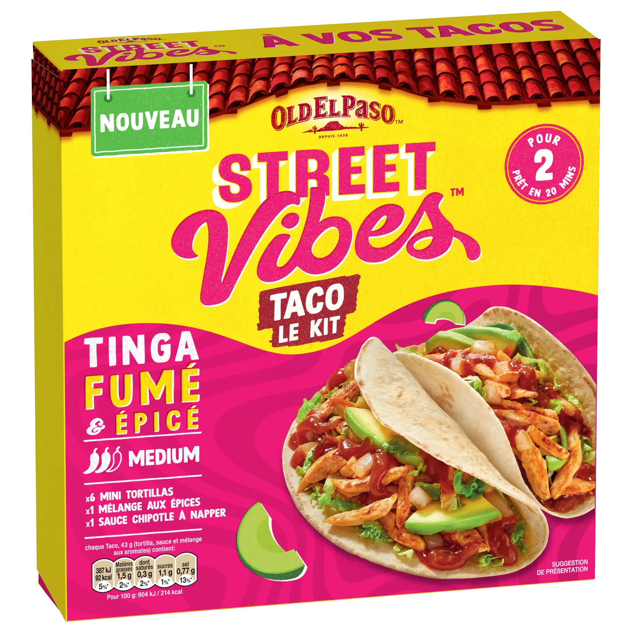 OLD EL PASO Kit pour tacos poulet tinga fumé