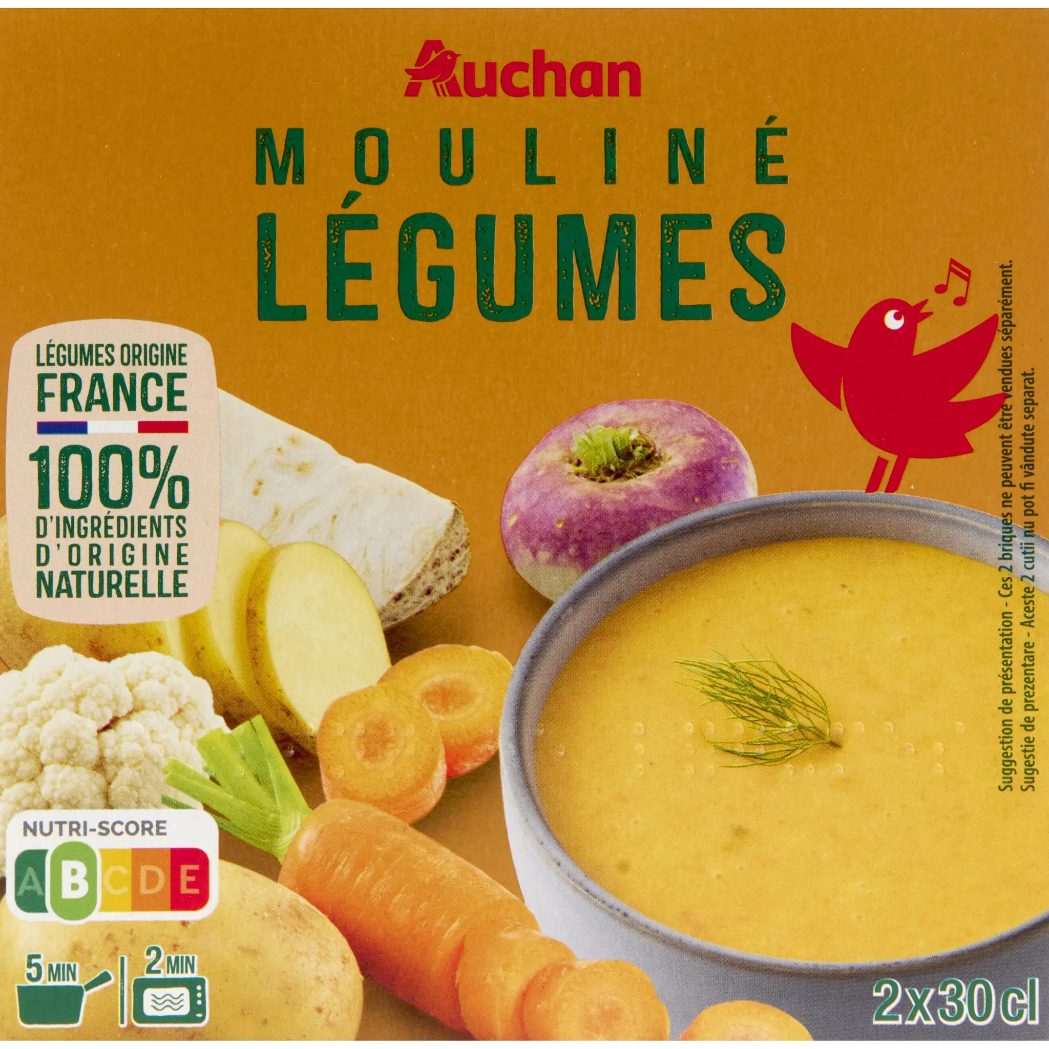 AUCHAN Soupe moulinée de légumes