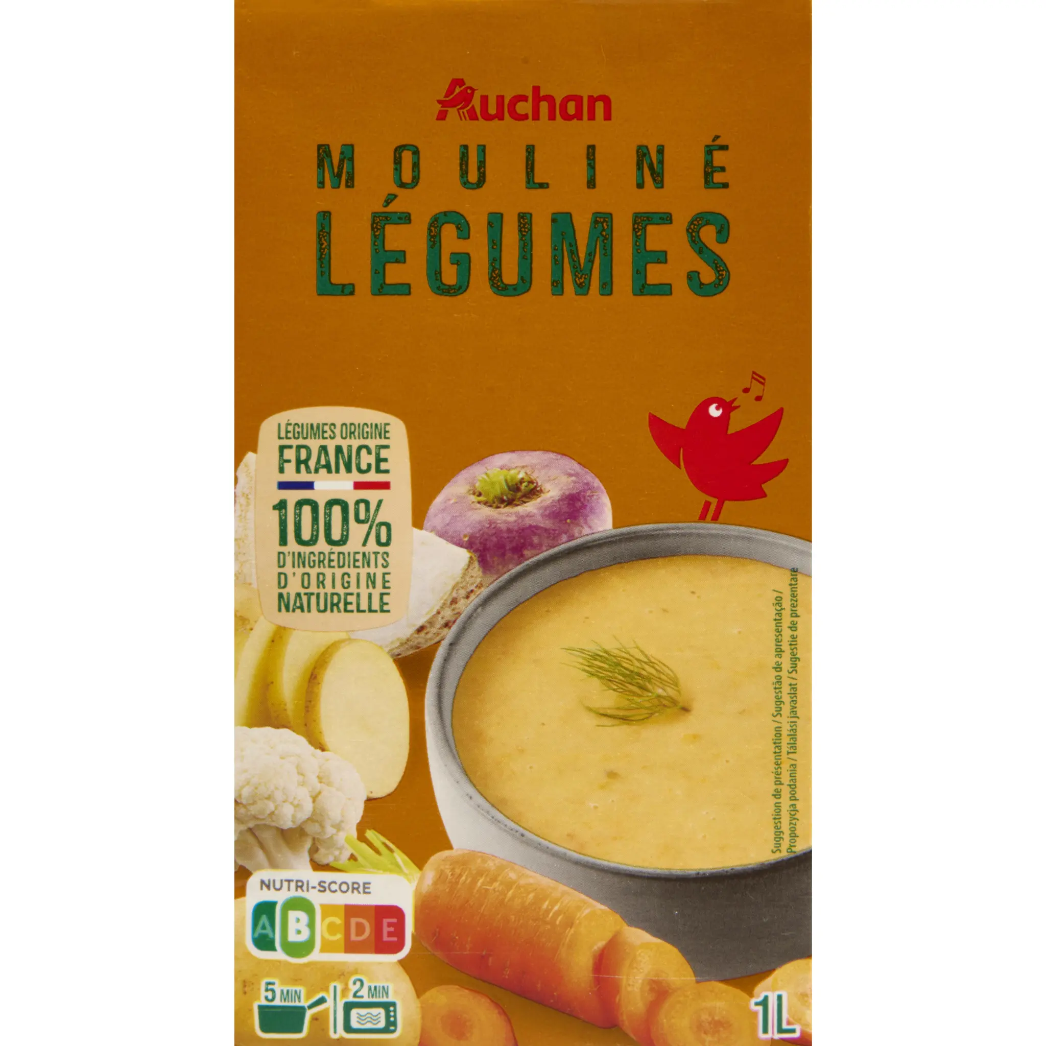 AUCHAN Soupe moulinée de légumes