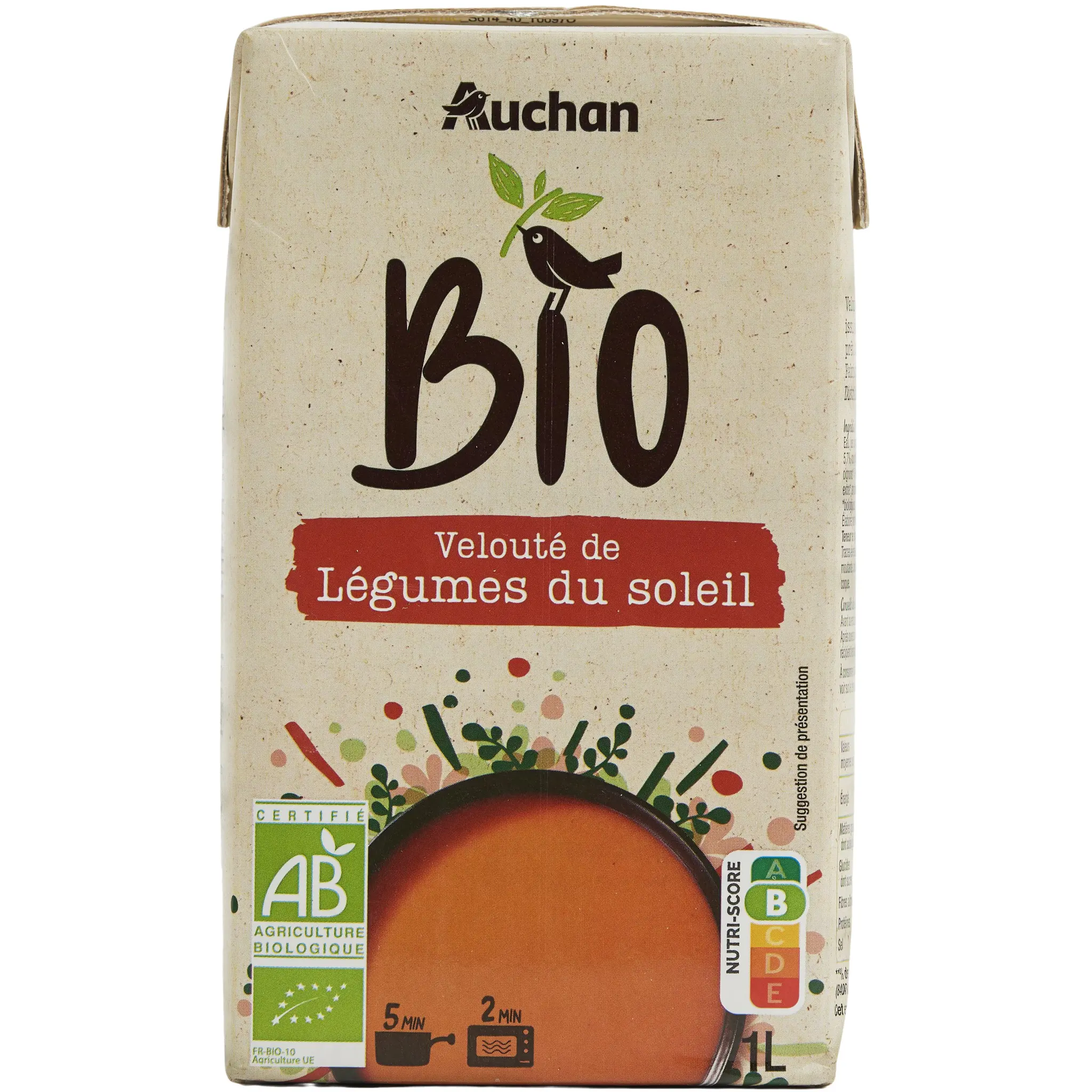 AUCHAN BIO Soupe veloutée de légumes du soleil