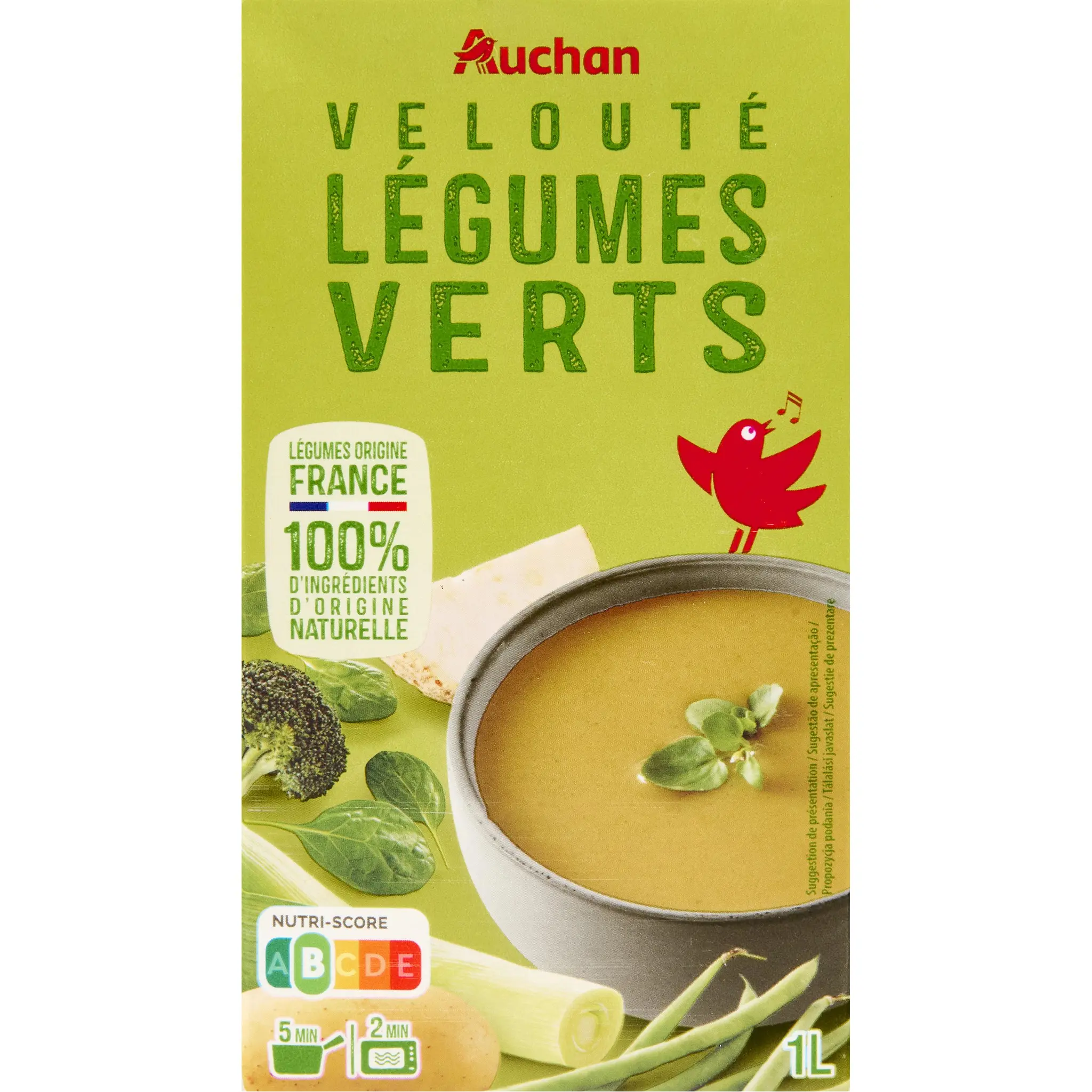 AUCHAN Soupe veloutée de légumes verts