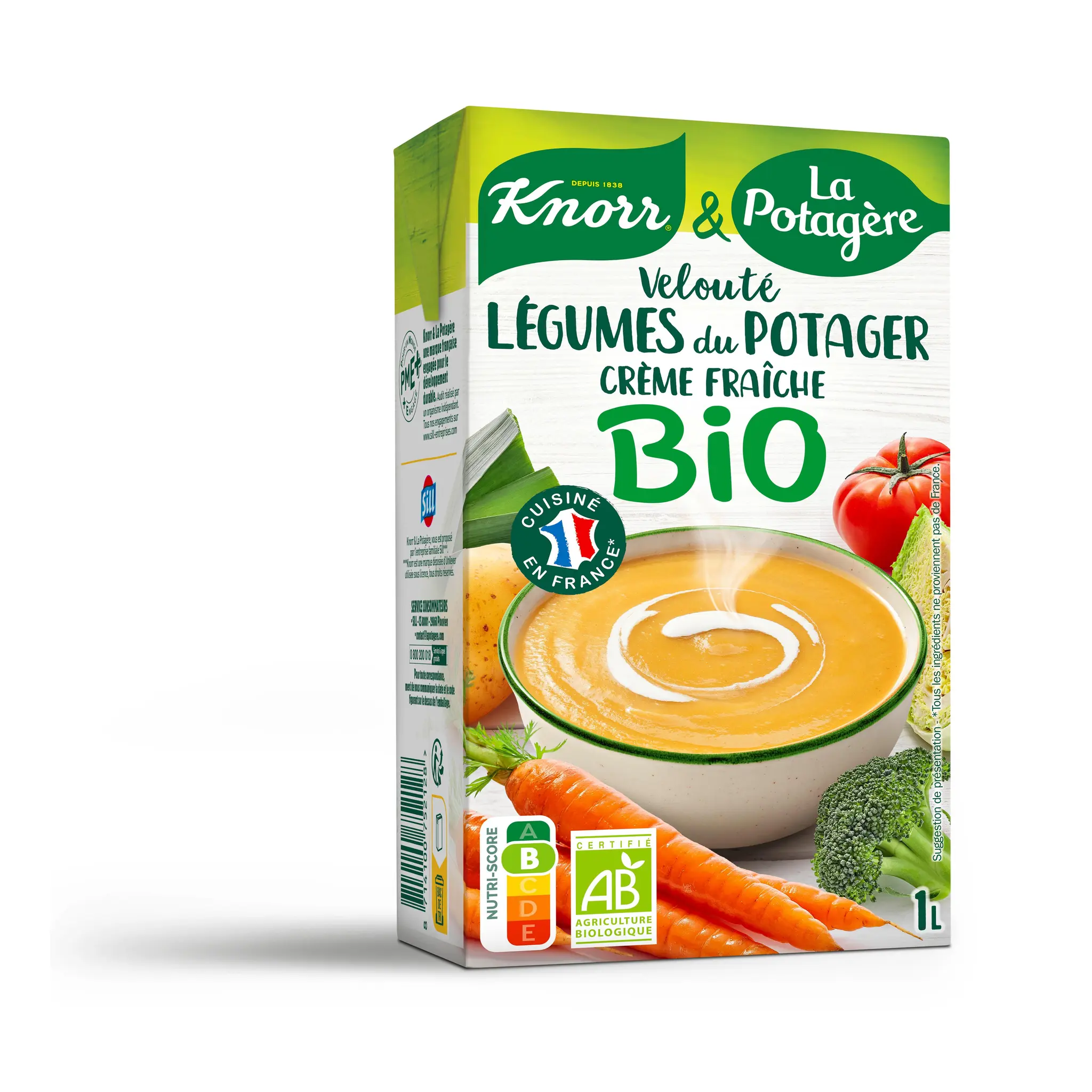 KNORR Soupe veloutée bio de légumes du potager à la crème fraîche