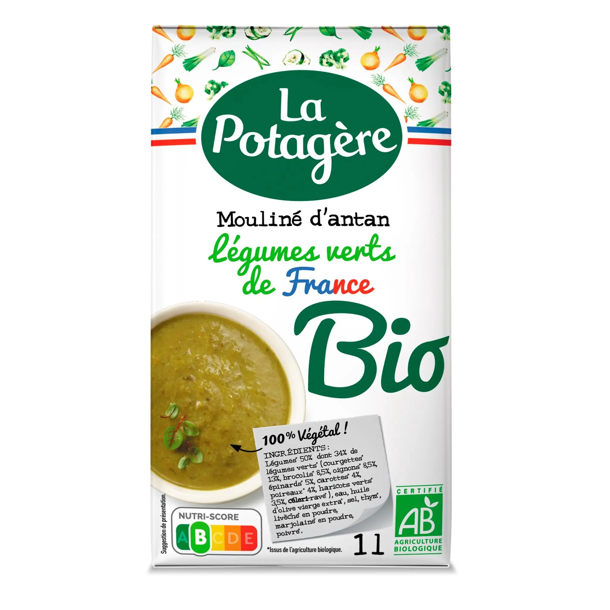 LA POTAGERE Soupe moulinée d'antan aux légumes verts de France bio