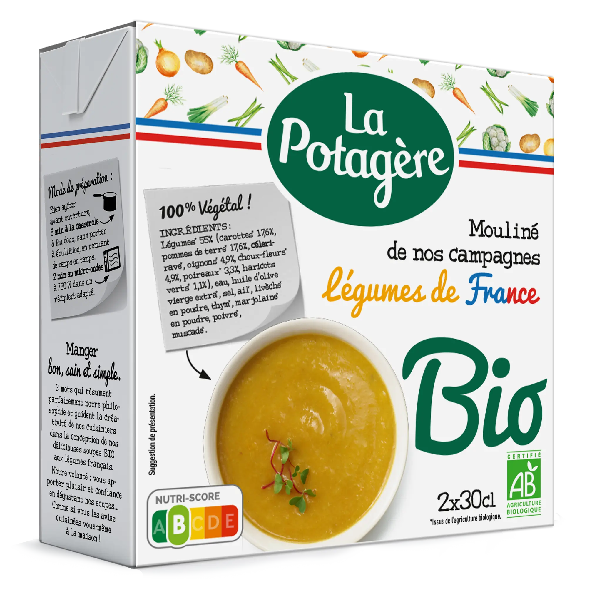 LA POTAGERE Soupe moulinée de campagnes aux légumes de France bio