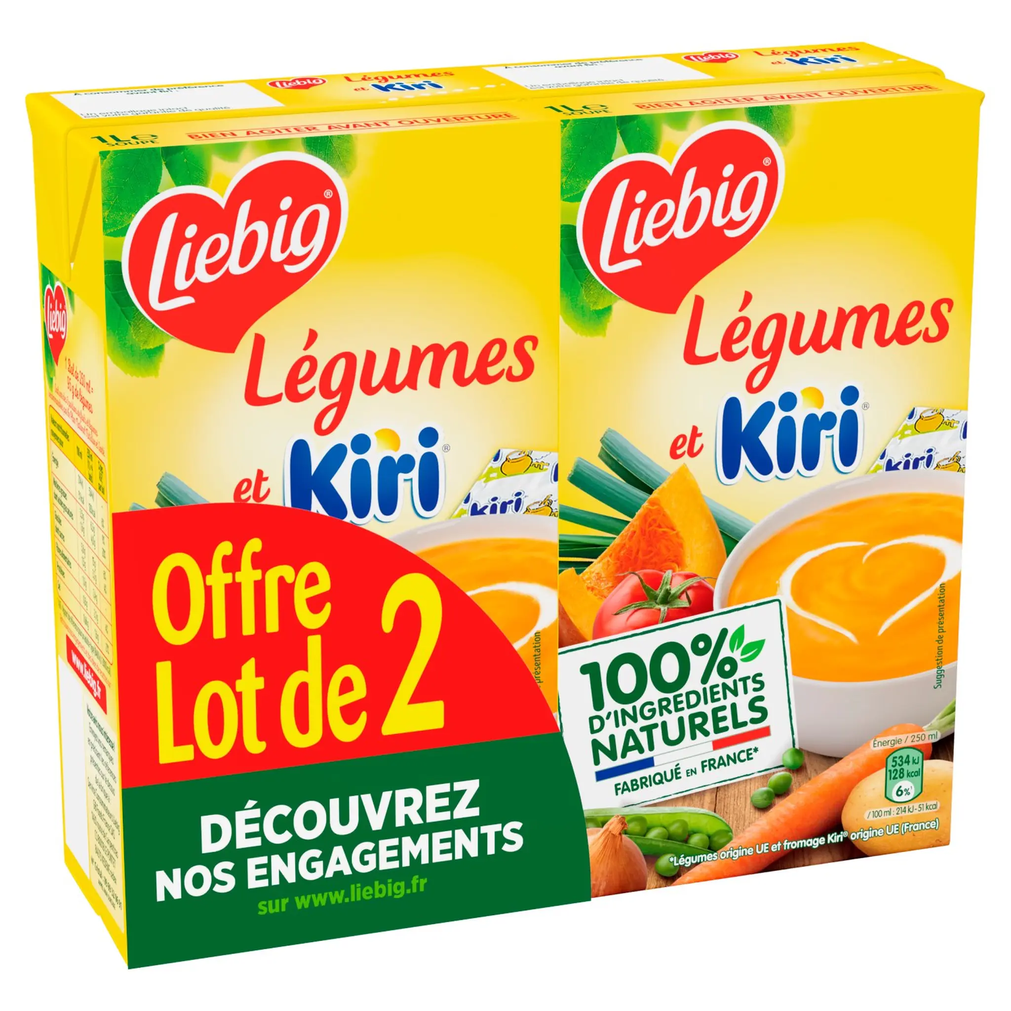 LIEBIG Doux Plaisir Soupe de légumes et Kiri fabriqué en France
