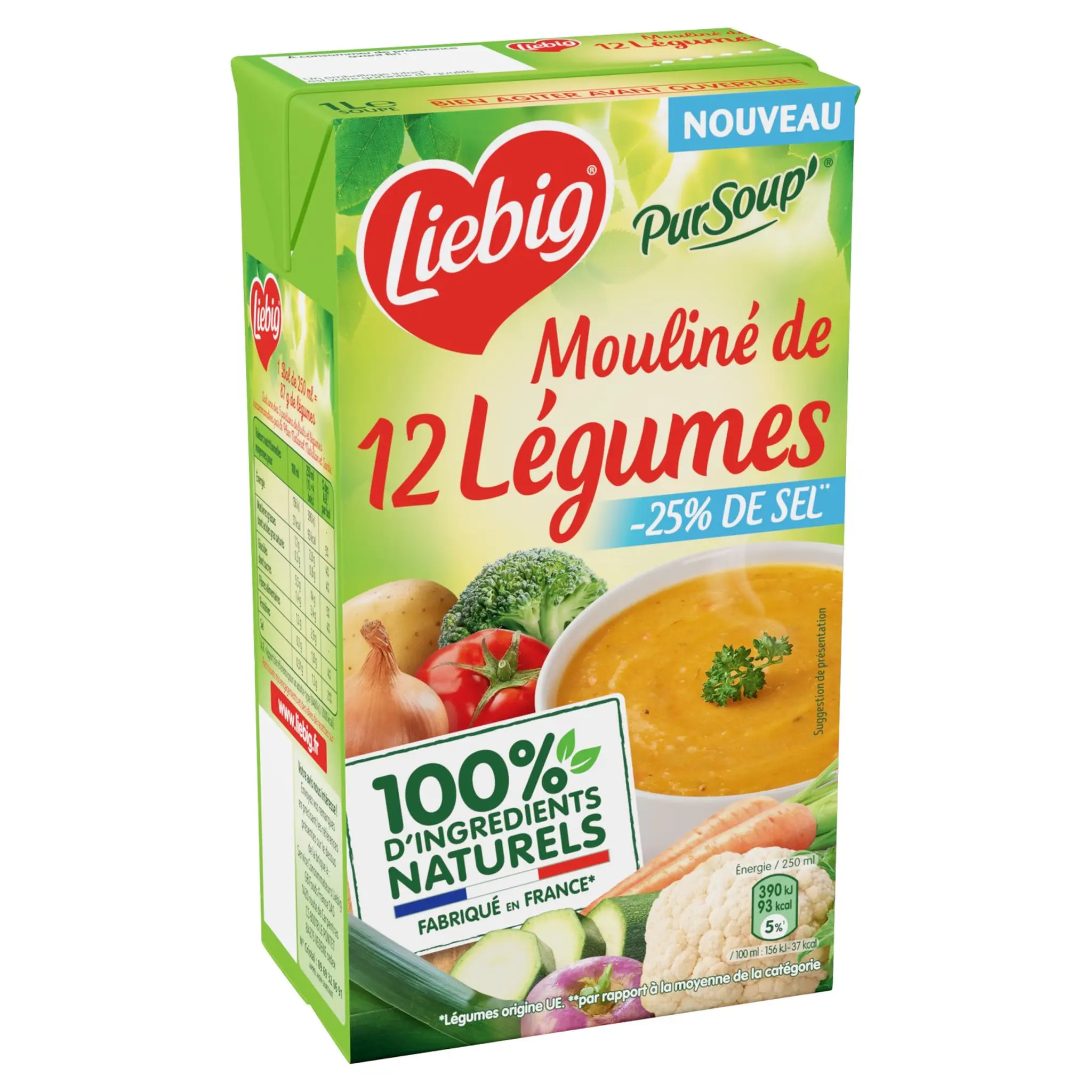 LIEBIG Soupe moulinée de 12 légumes PurSoup' moins de sel