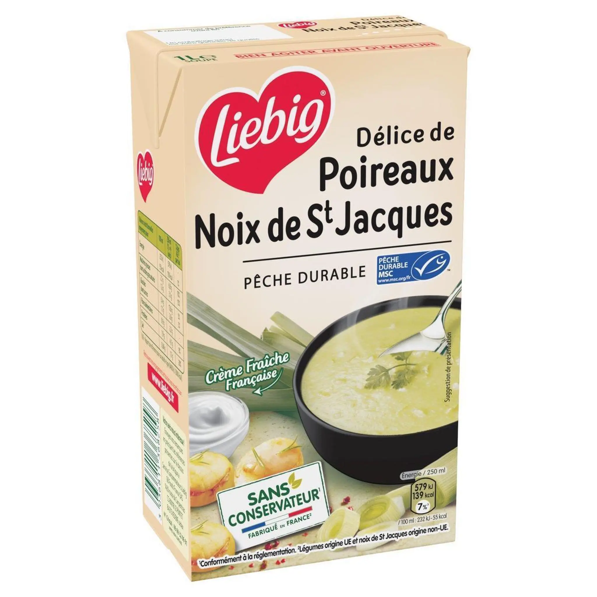 LIEBIG Soupe de légume aux poireaux et aux noix de Saint jacques
