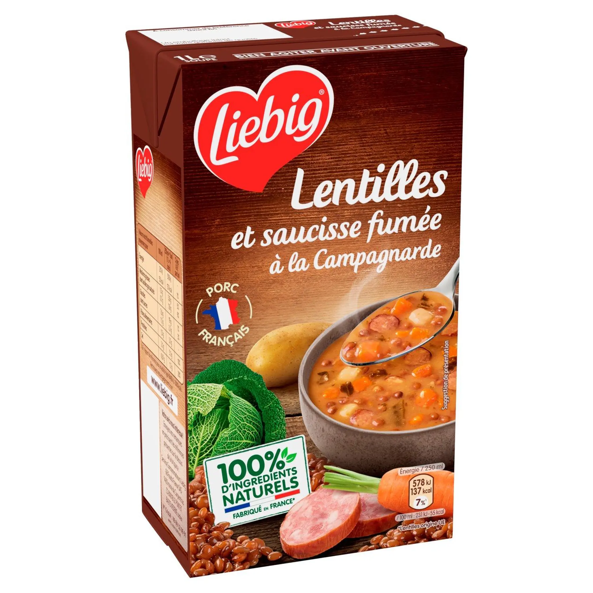 LIEBIG Soupe de lentilles et saucisse fumée à la campagnarde