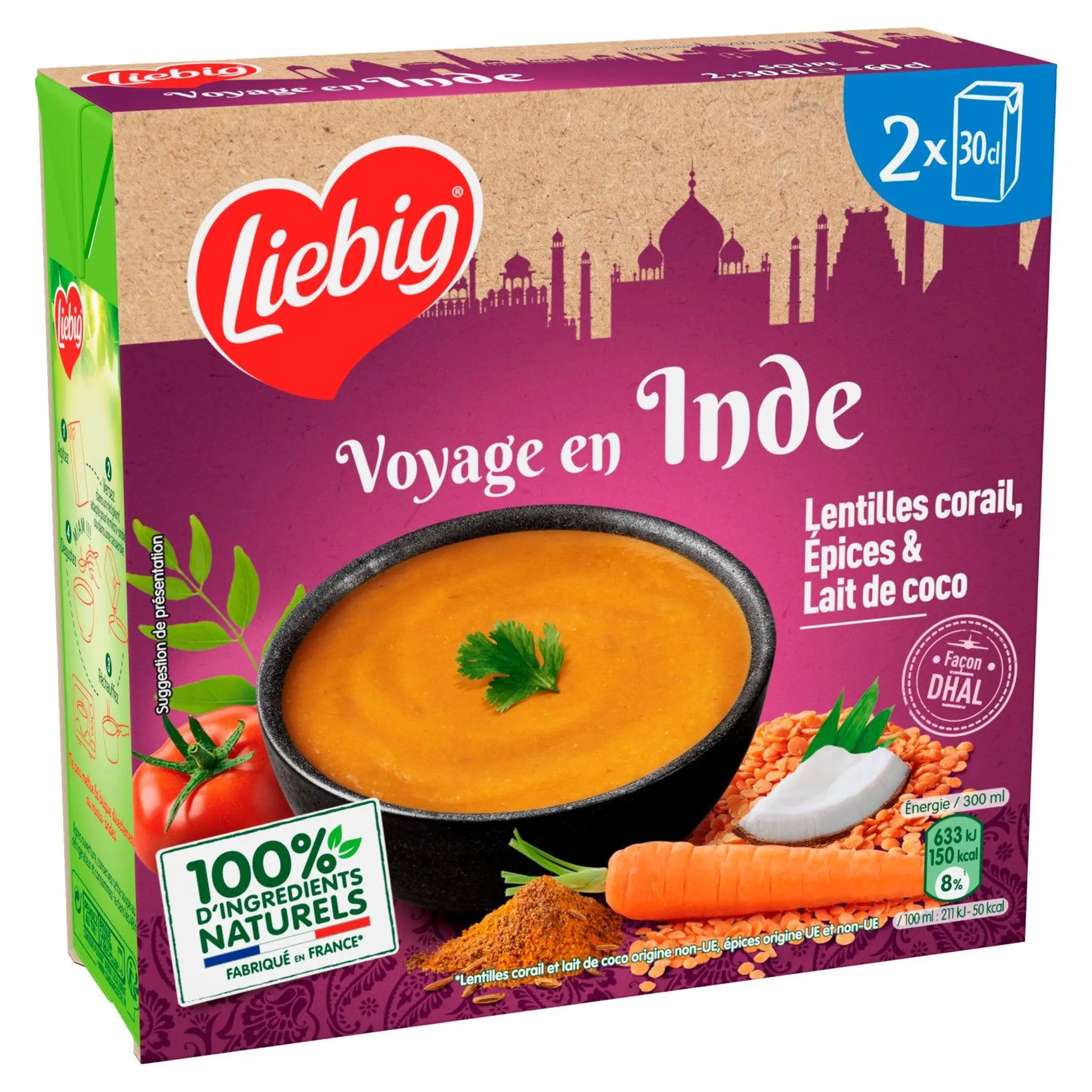LIEBIG Voyage en Inde Soupe de lentilles corail épices et lait de coco façon dhal