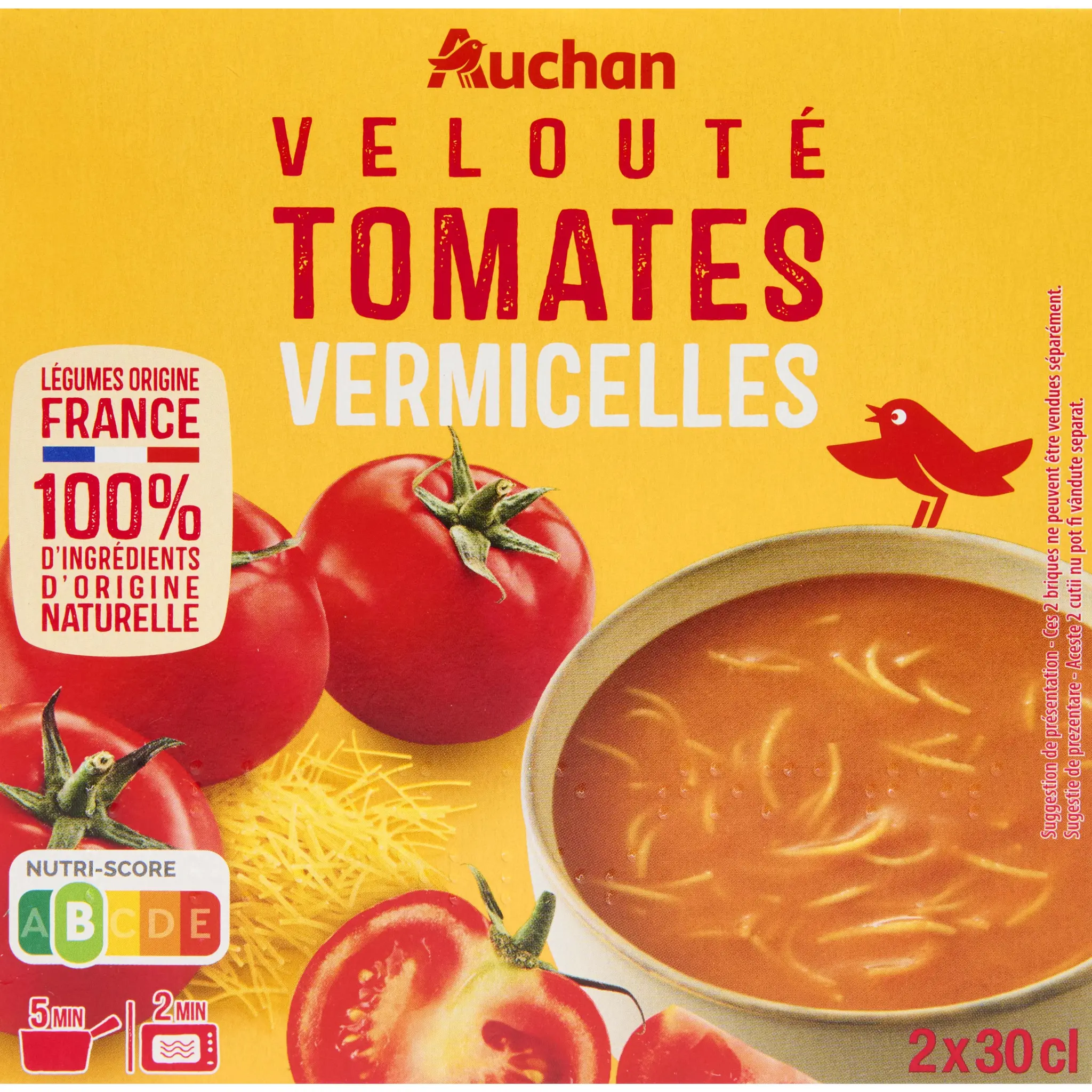 AUCHAN Soupe veloutée tomates vermicelles