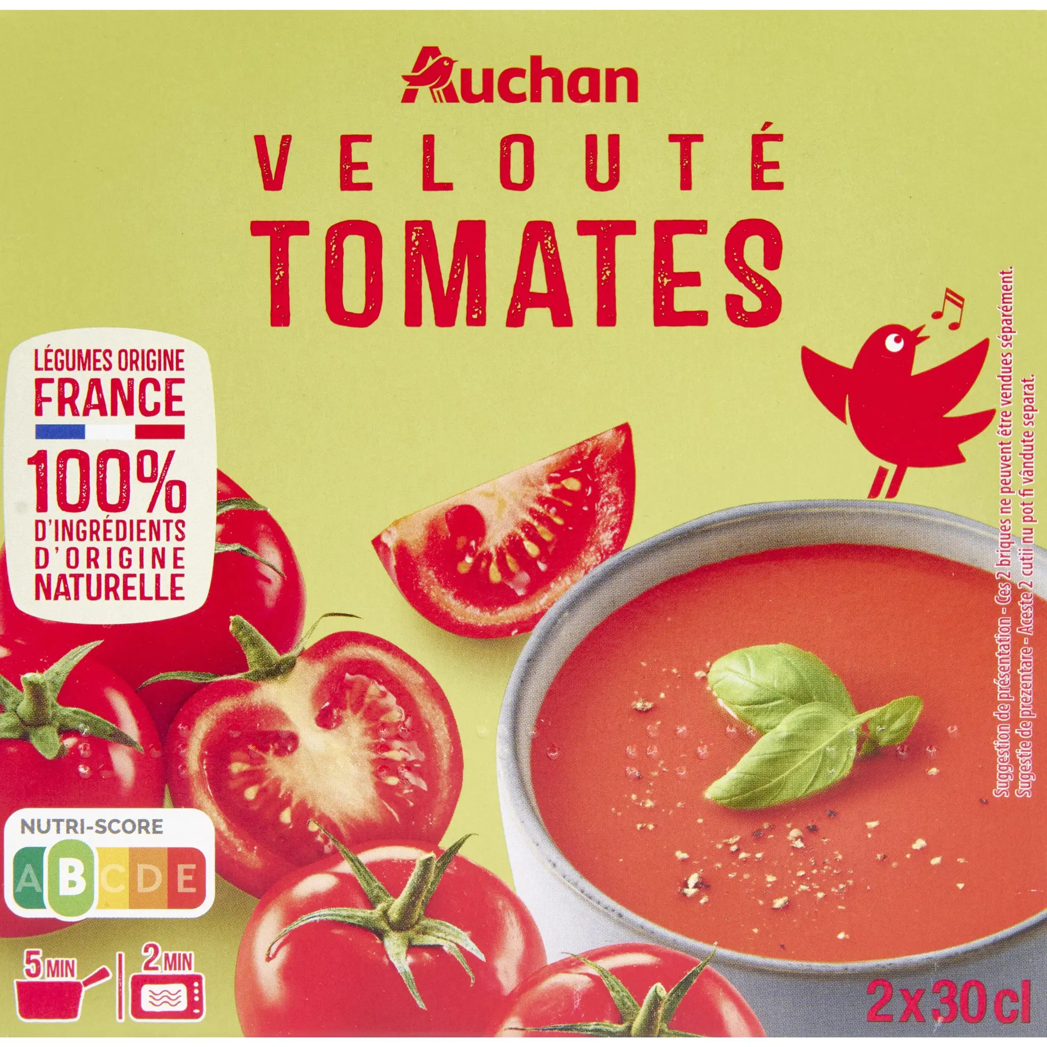 AUCHAN Soupe veloutée de tomate
