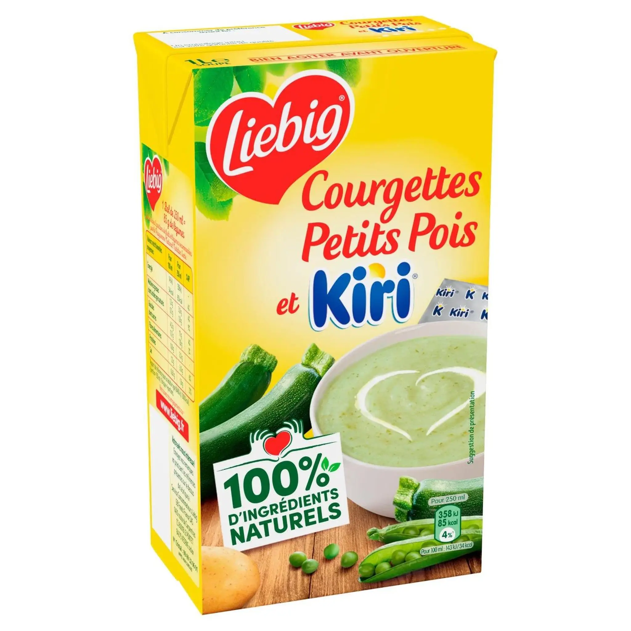 LIEBIG Soupe veloutée liquide courgettes petits pois au kiri