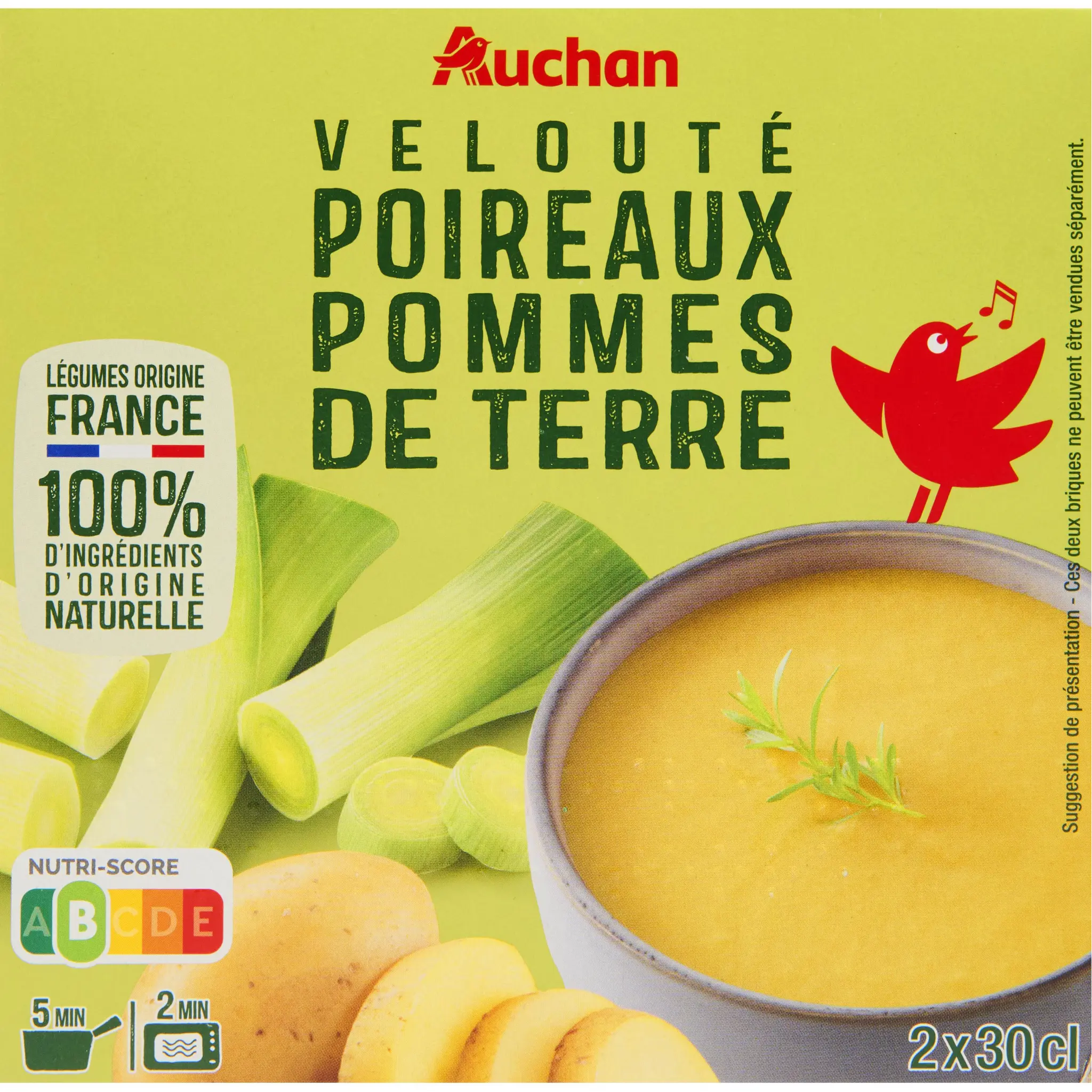 AUCHAN Soupe veloutée poireaux pommes de terre
