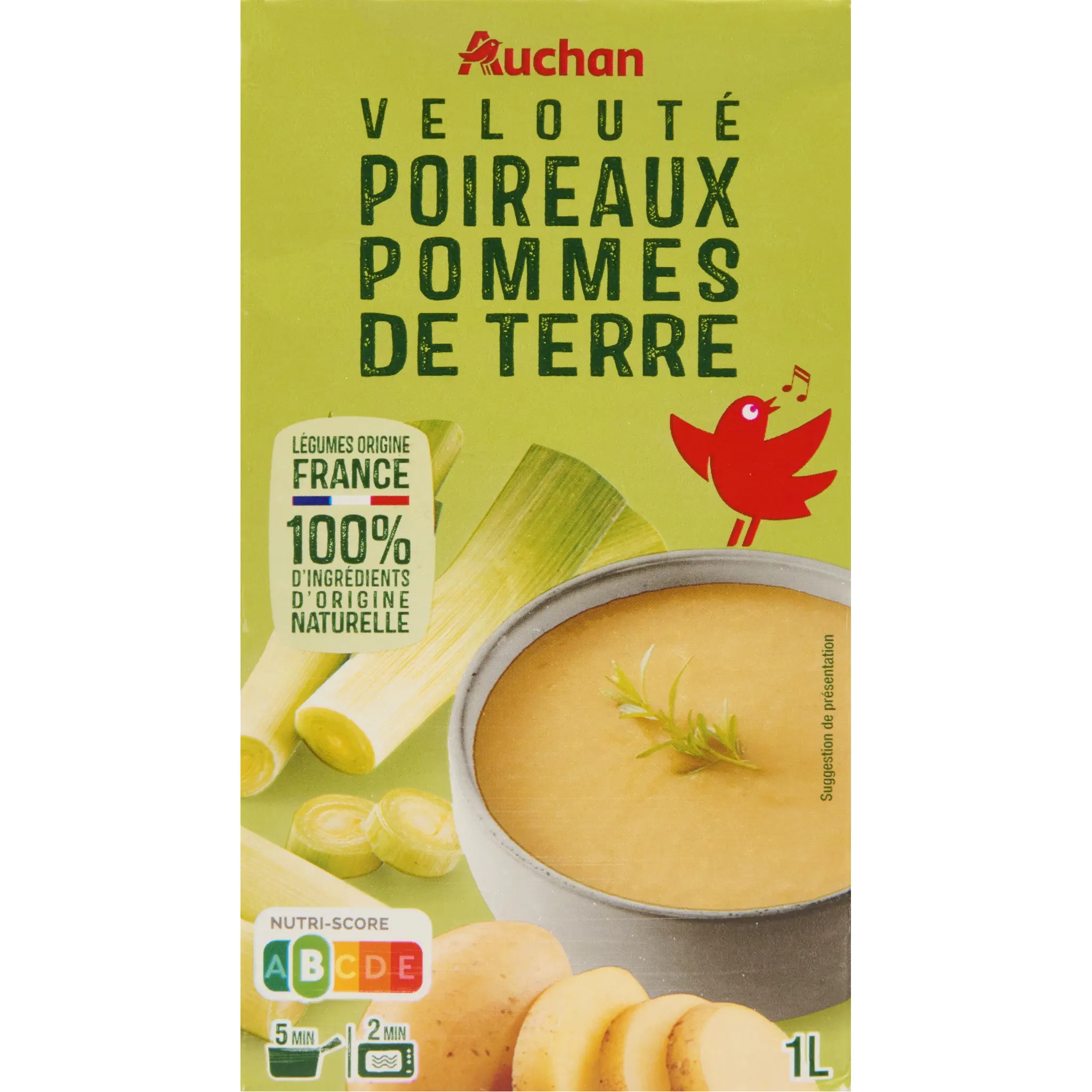 AUCHAN Soupe velouté de poireaux et de pommes de terre