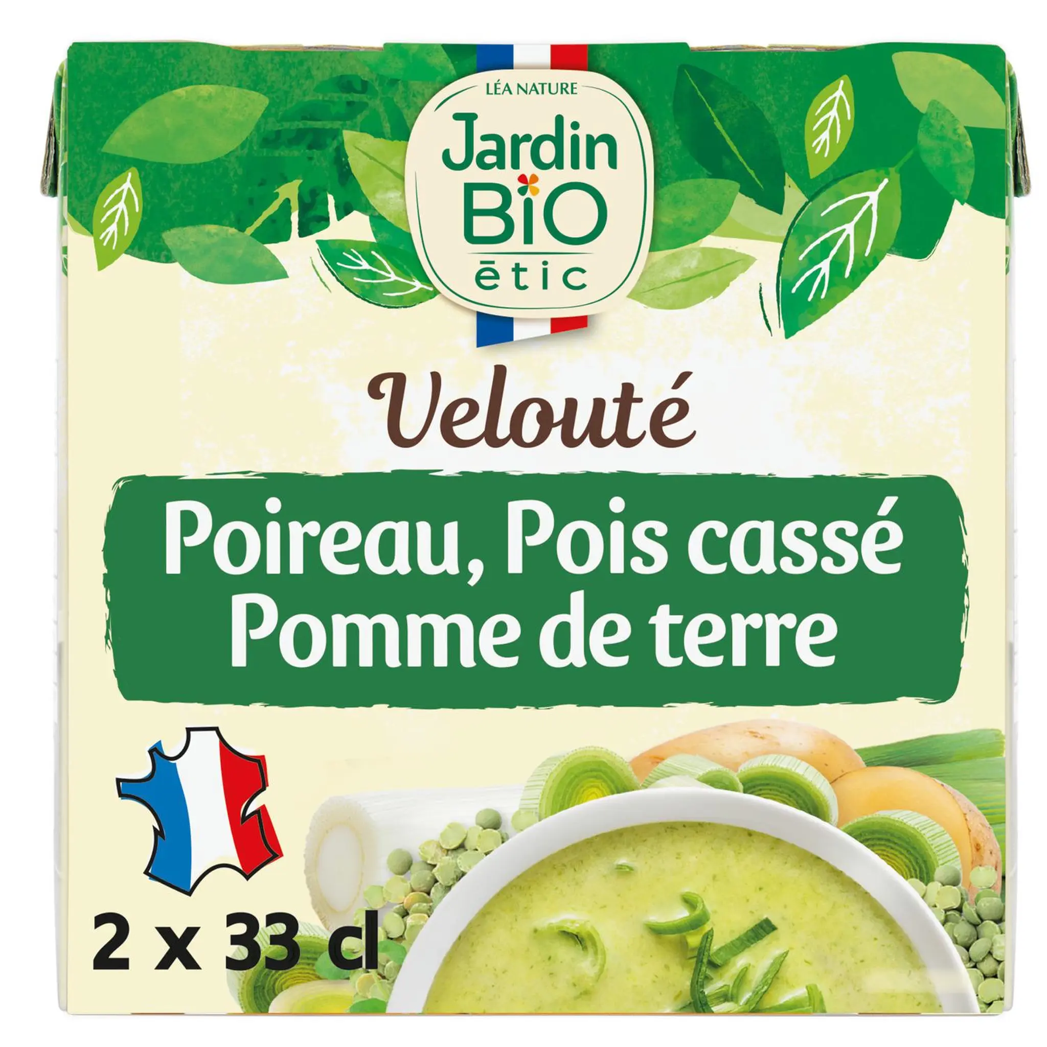 JARDIN BIO Soupe veloutée de poireau pomme de terre et pois cassé