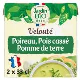 JARDIN BIO Soupe veloutée de poireau pomme de terre et pois cassé