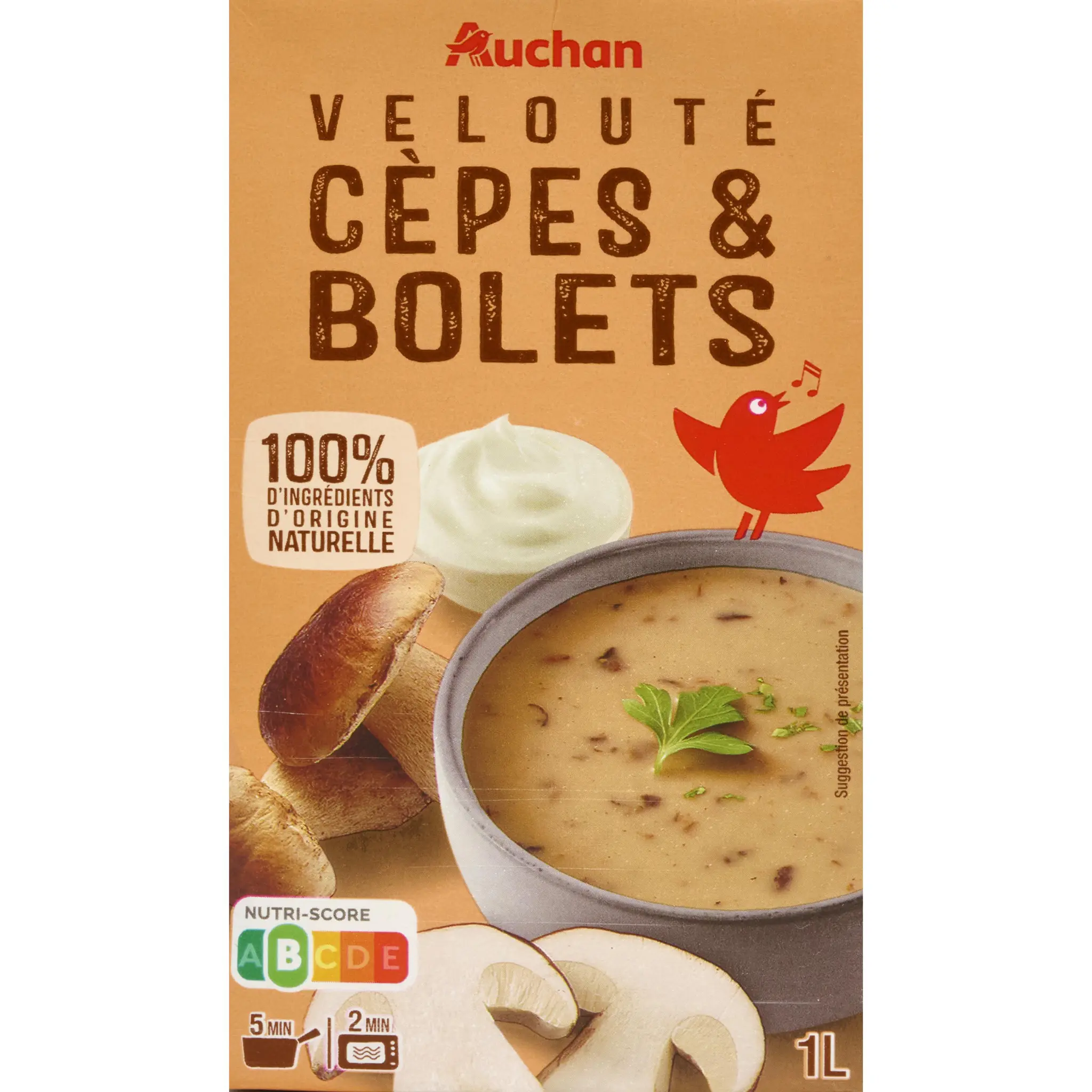 AUCHAN Soupe veloutée aux cèpes et bolets