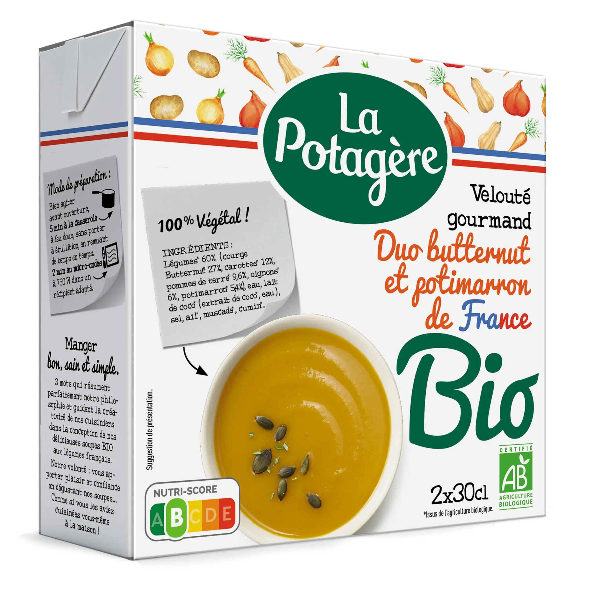 LA POTAGERE Soupe veloutée bio butternut potimarron