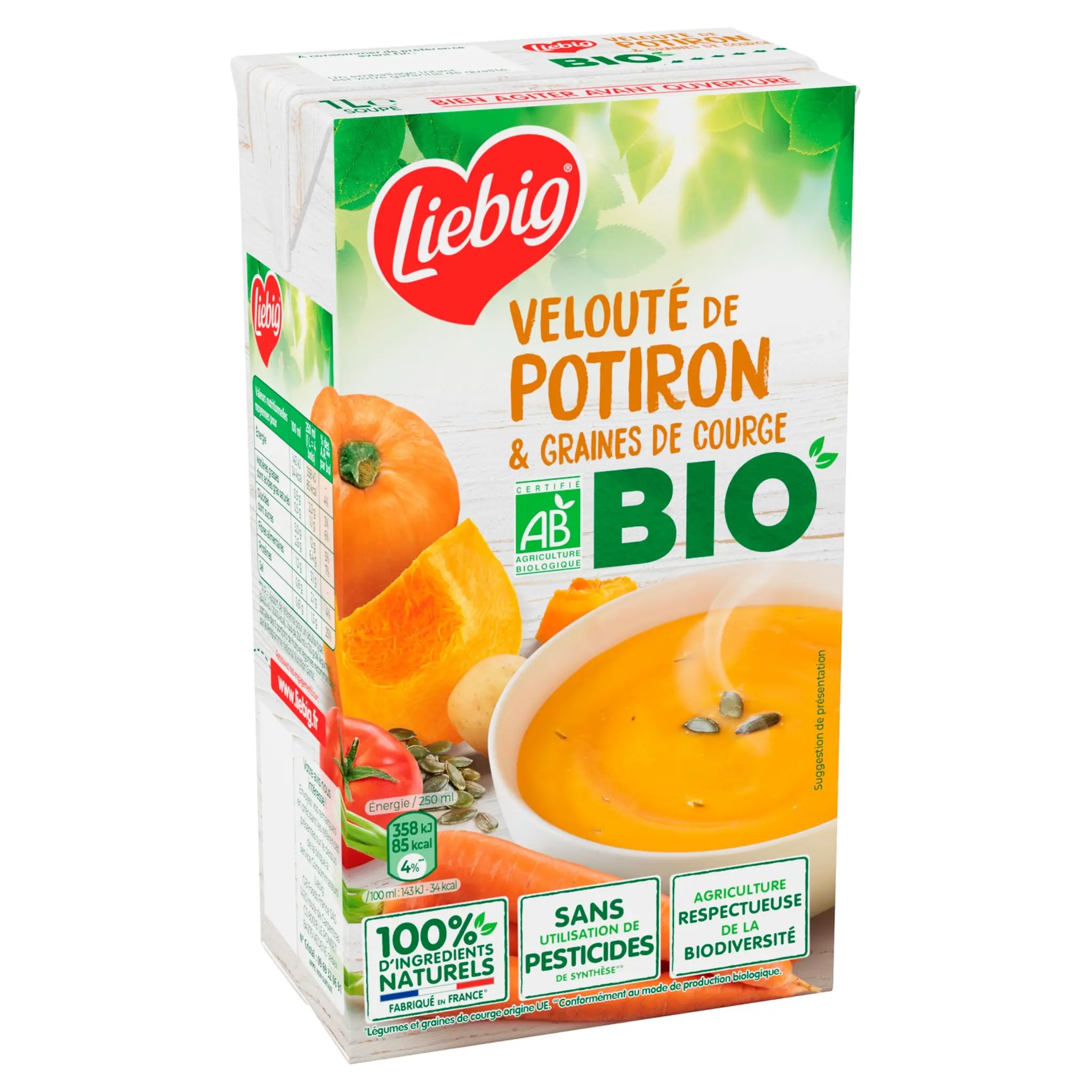 LIEBIG Soupe veloutée bio potiron et graines de courges