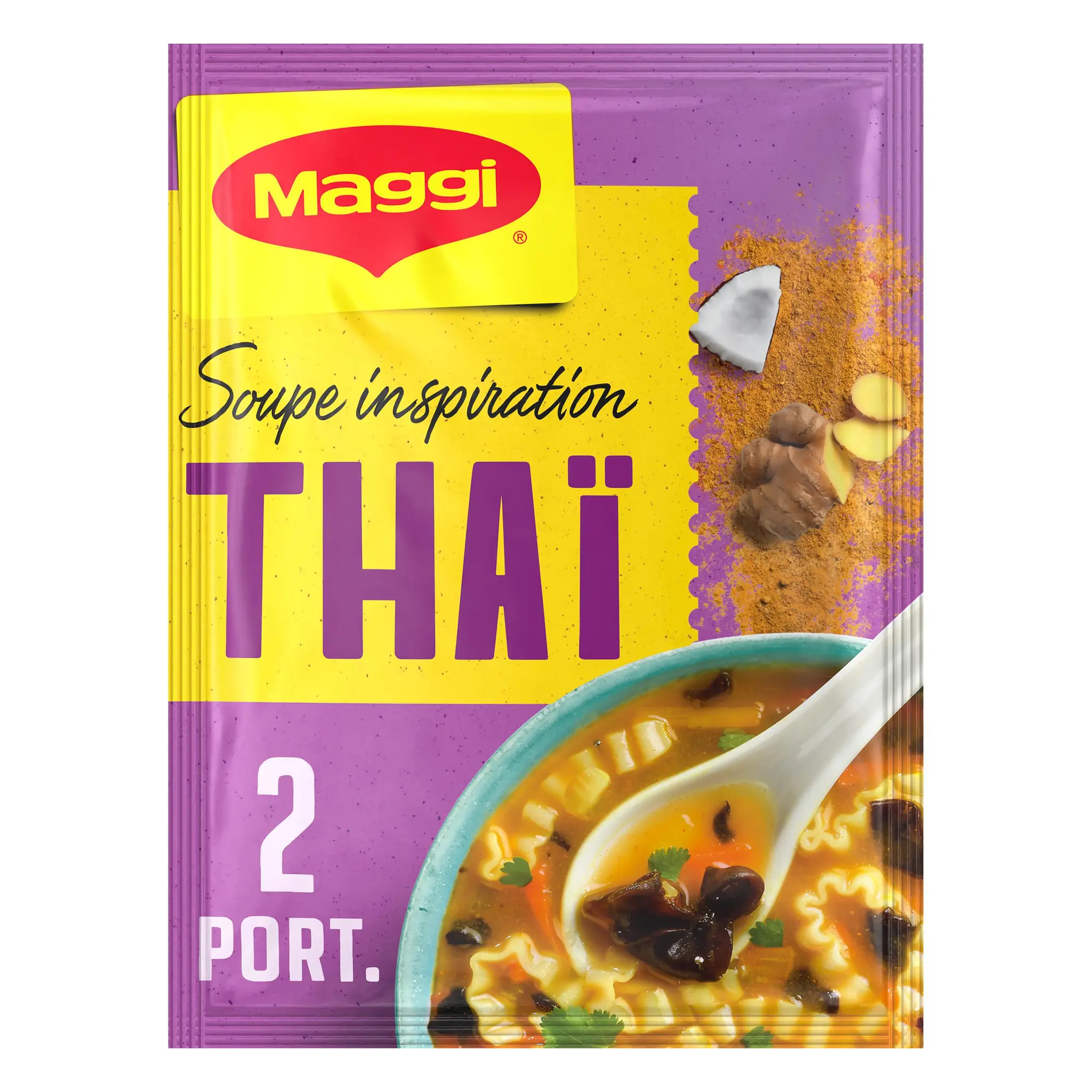 MAGGI Soupe déshydratée inspiration thaï avec nouilles coco et curry