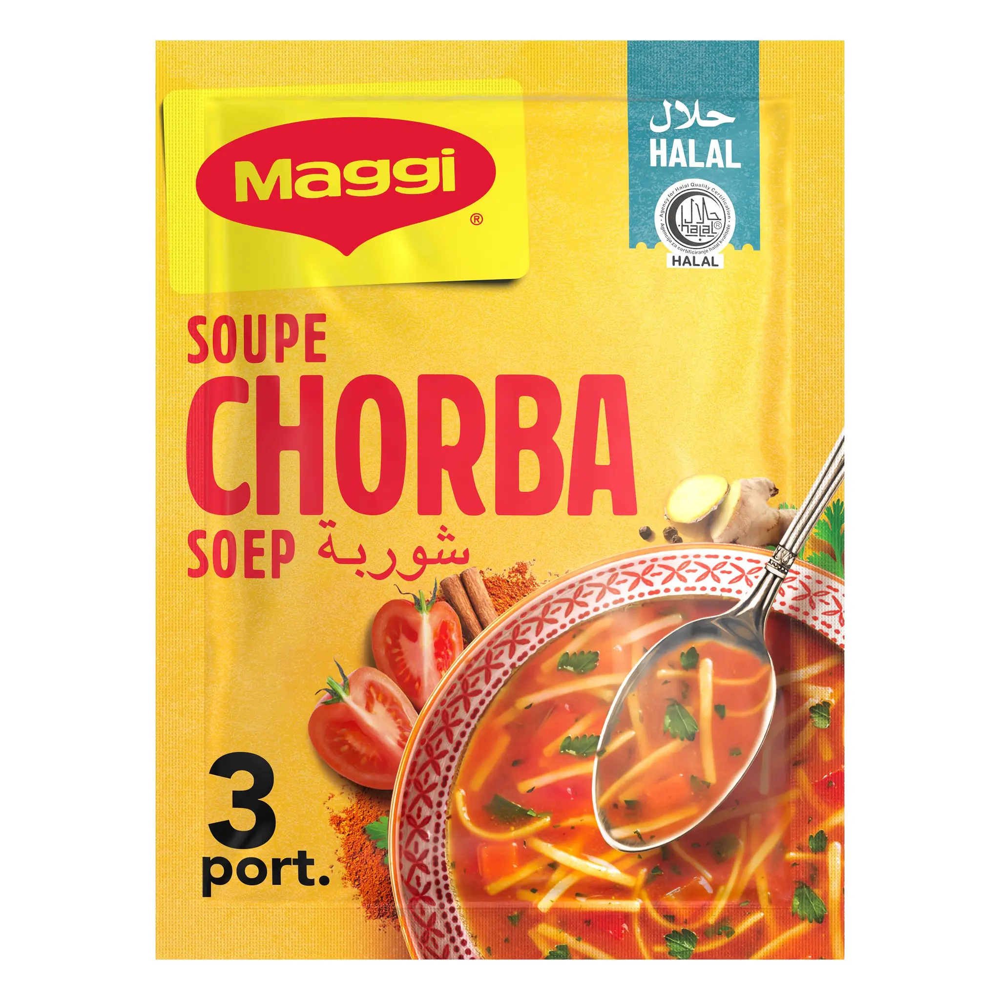 MAGGI Soupe déshydratée halal à la tomate et aux épices cumin curcuma coriandre persil