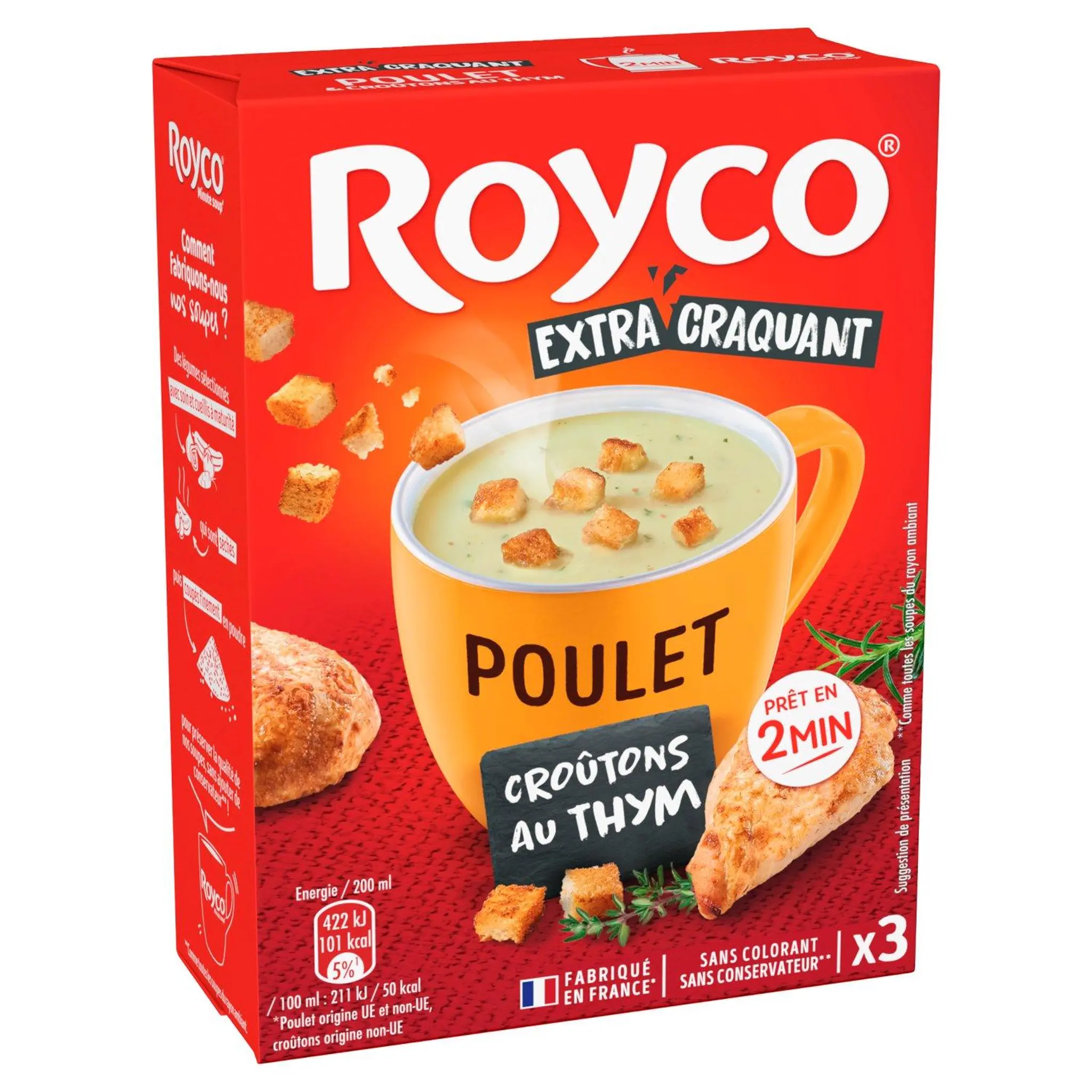 ROYCO Soupe instantanée au poulet et croûtons au thym
