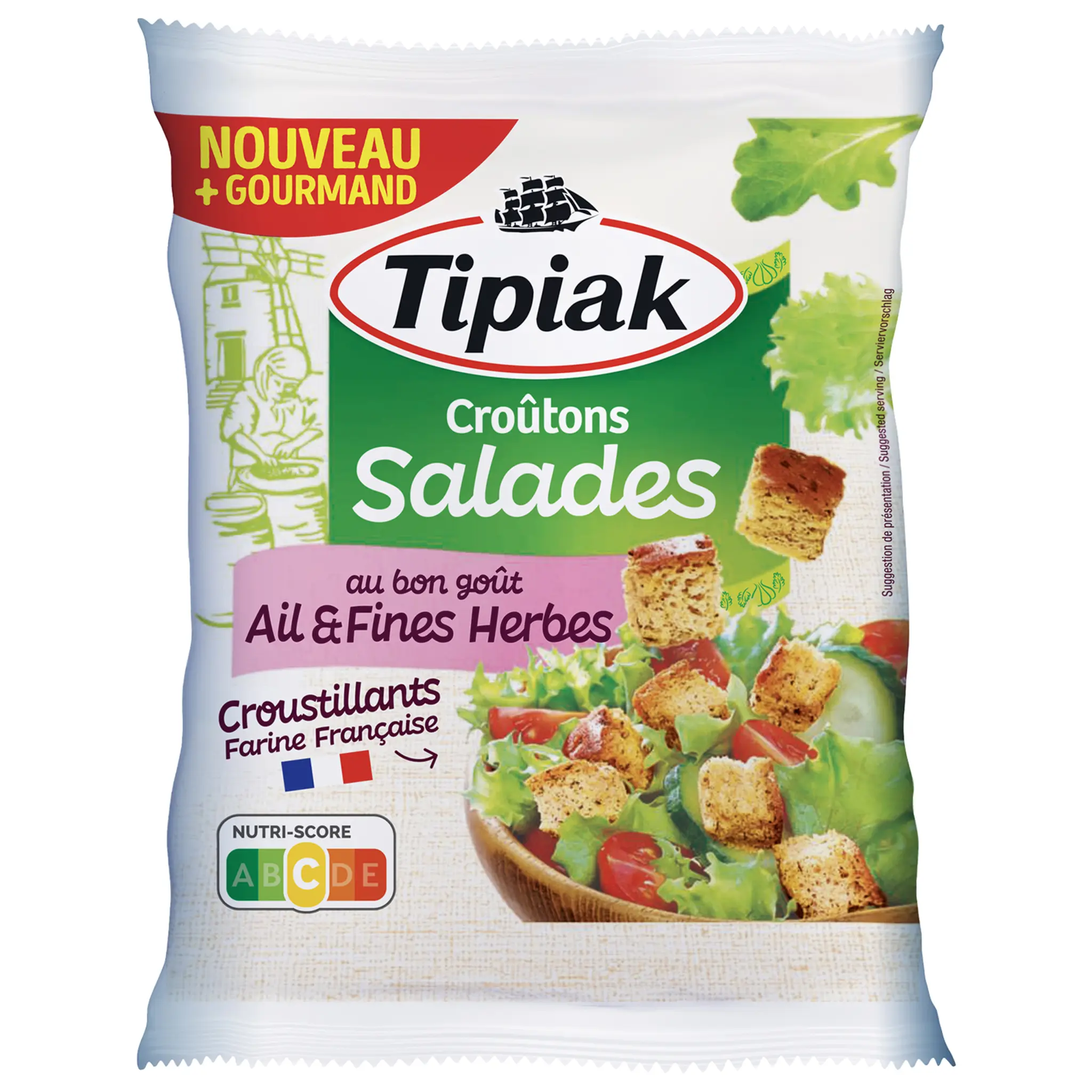 TIPIAK Croûtons ail et fines herbes croustillants spécial salade