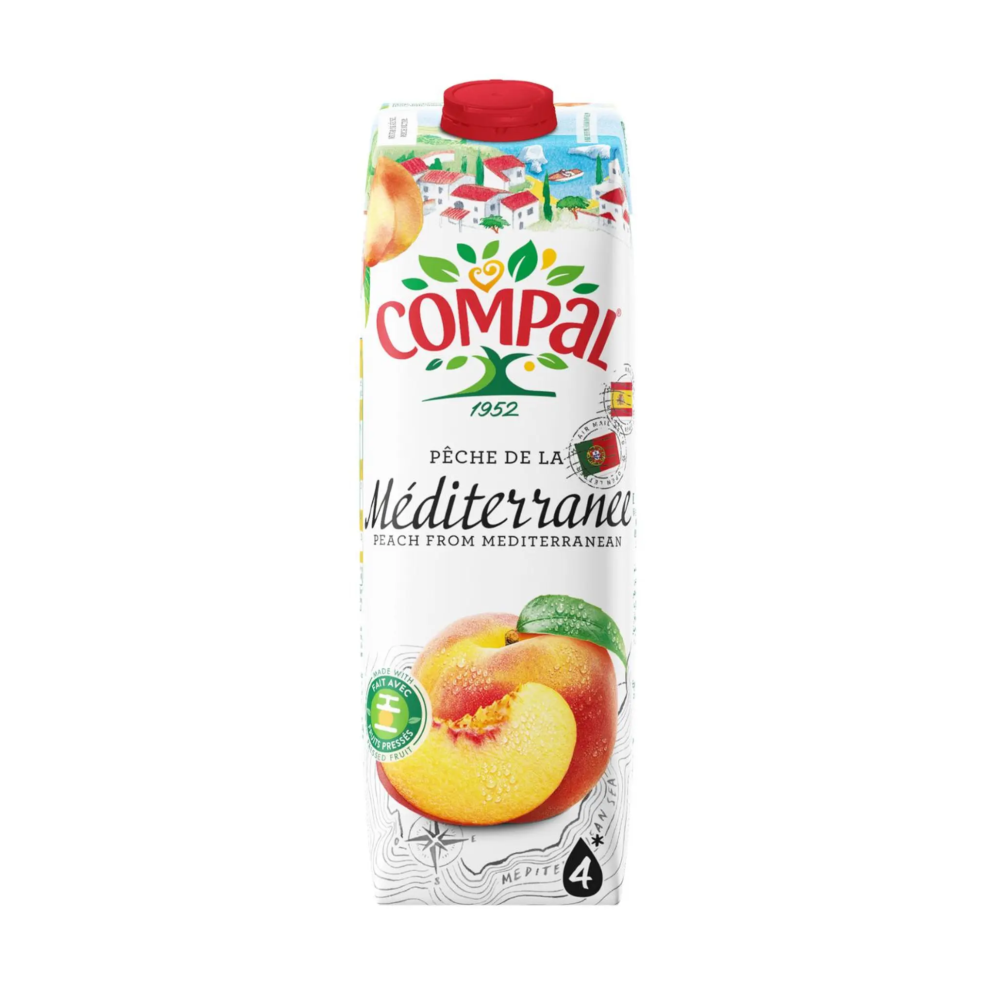 COMPAL Nectar de pêche de Mediterranée brique