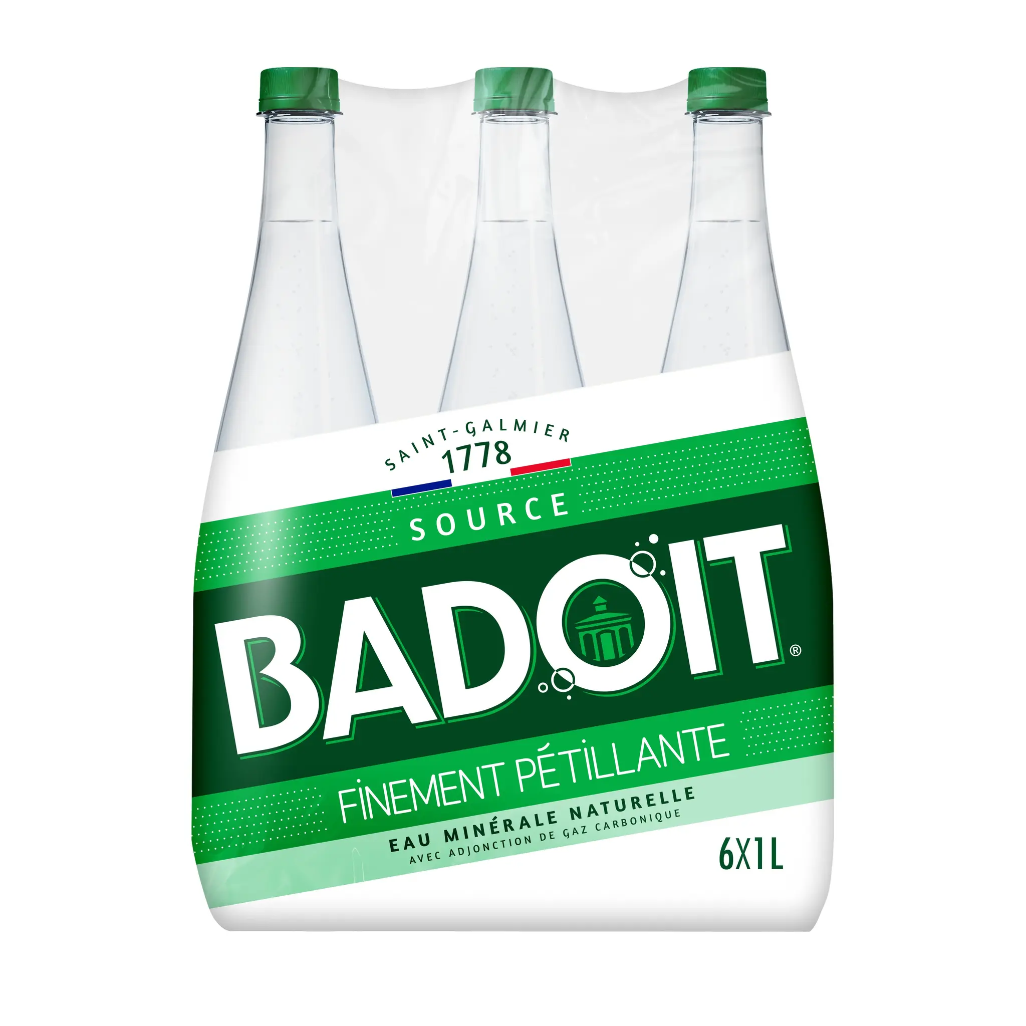 BADOIT Eau gazeuse minérale verte finement pétillante