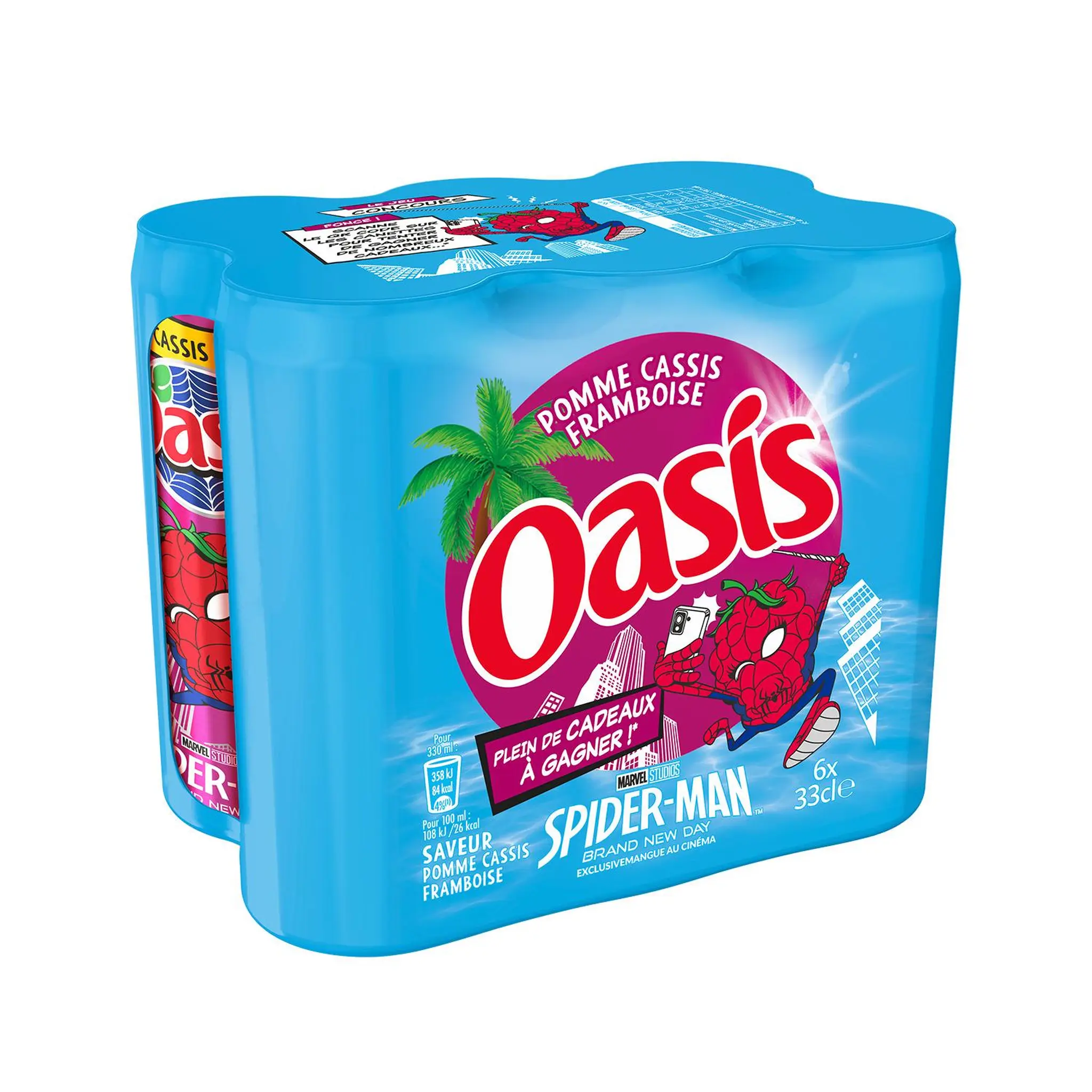 OASIS Boisson aux fruits saveur pomme cassis framboise boîtes