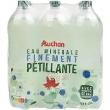 AUCHAN Eau minérale naturelle gazeuse source Perle