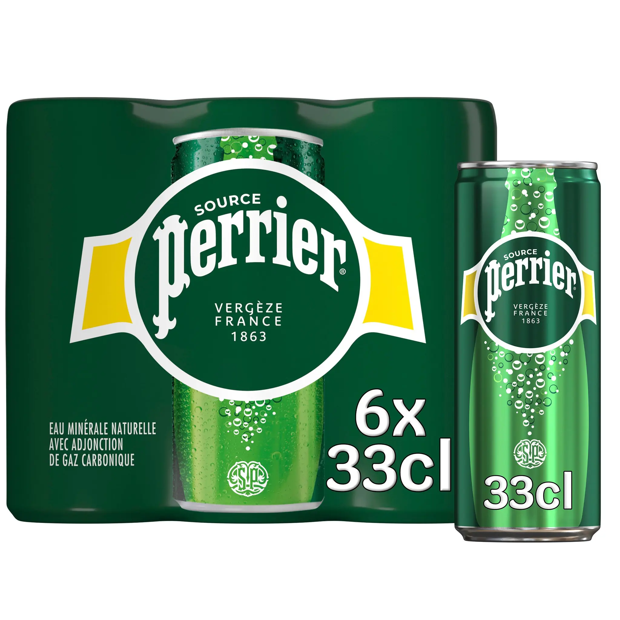 PERRIER Eau minérale naturelle gazeuse boîtes