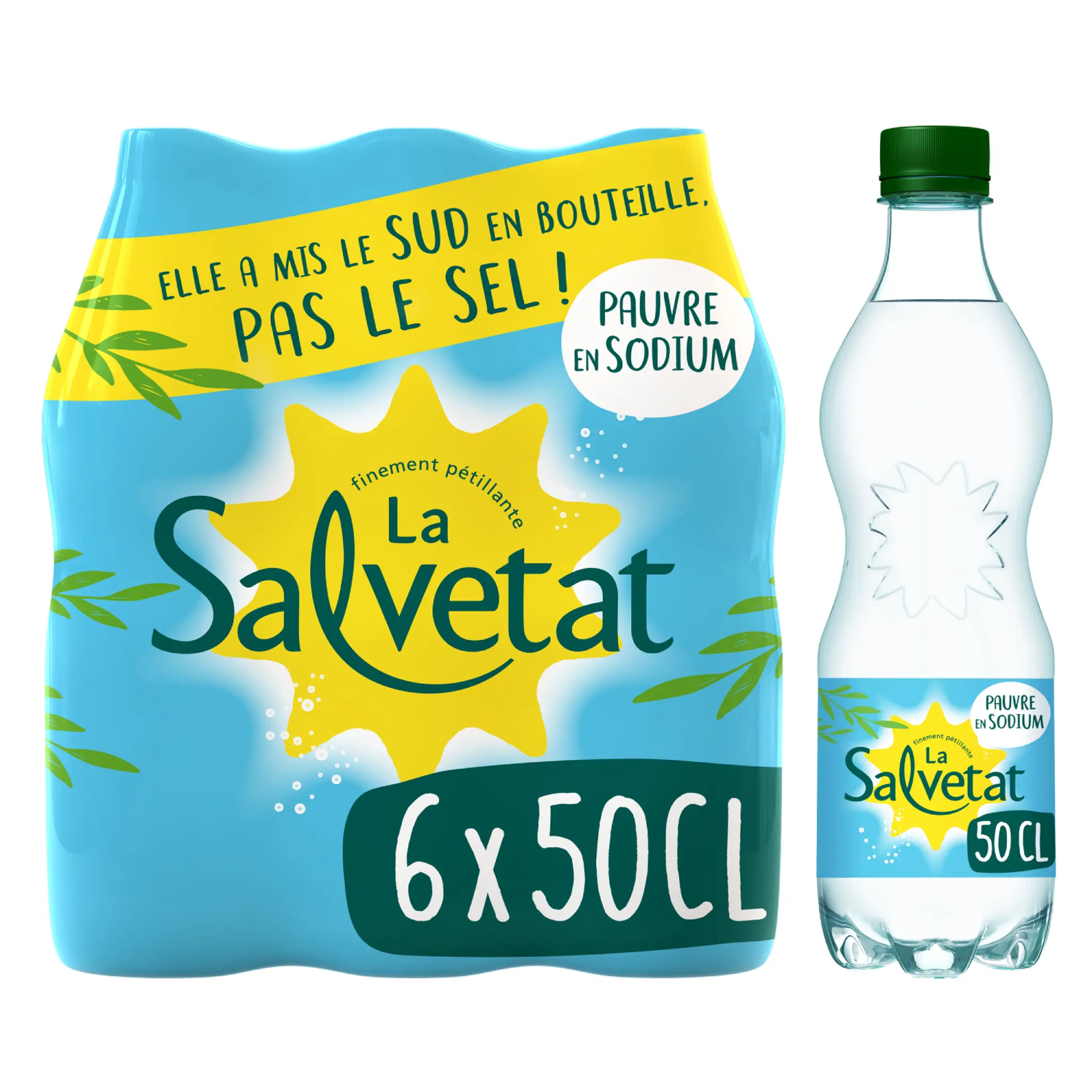 SALVETAT Eau gazeuse minérale naturelle pauvre en sodium 6x50cl