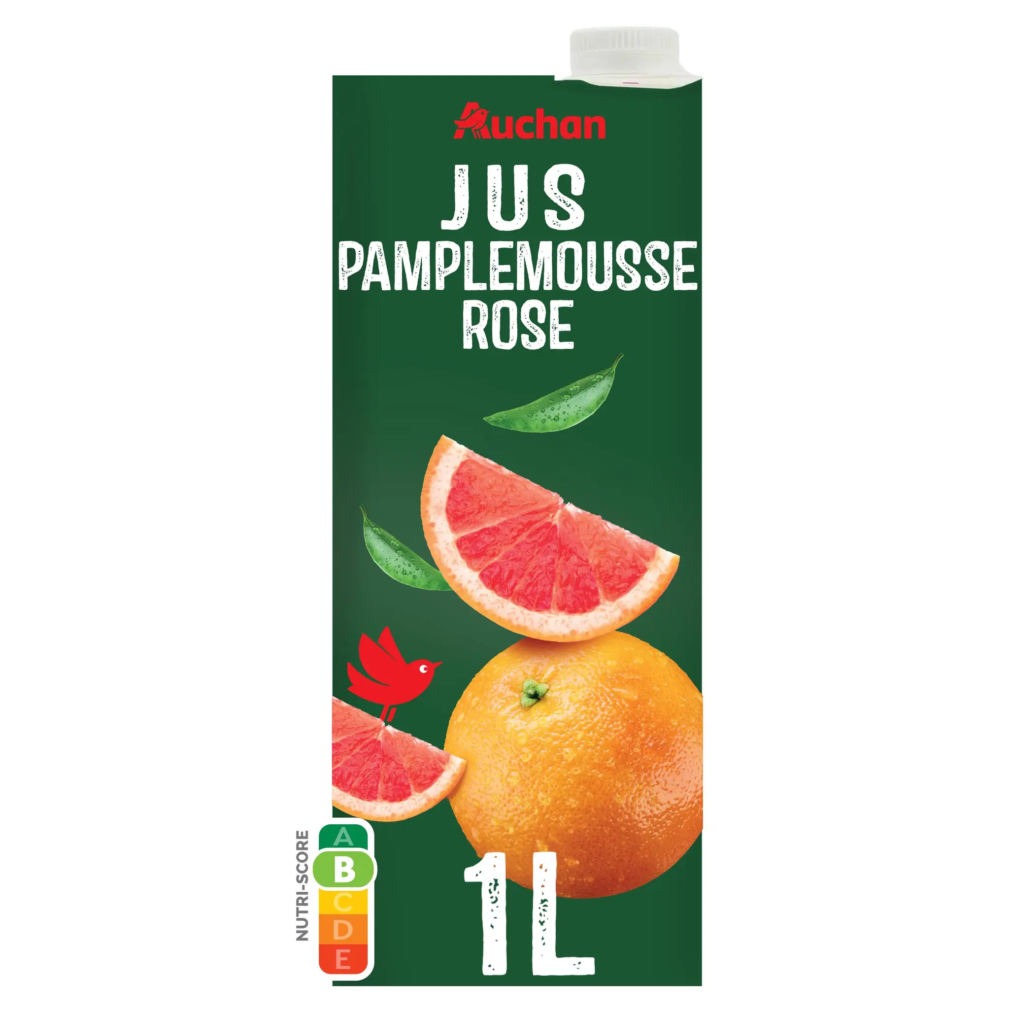AUCHAN Jus de pamplemousse rose à base de concentré brique