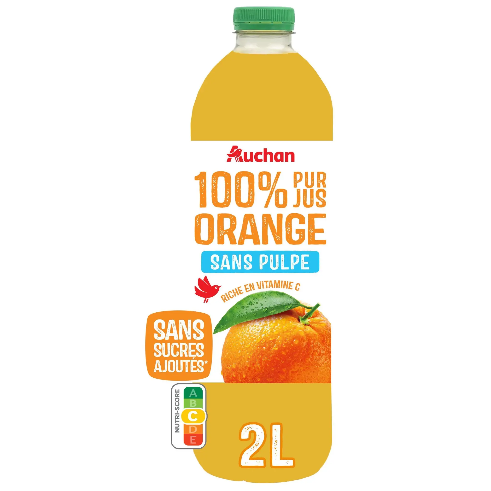 AUCHAN Pur jus d'orange sans pulpe