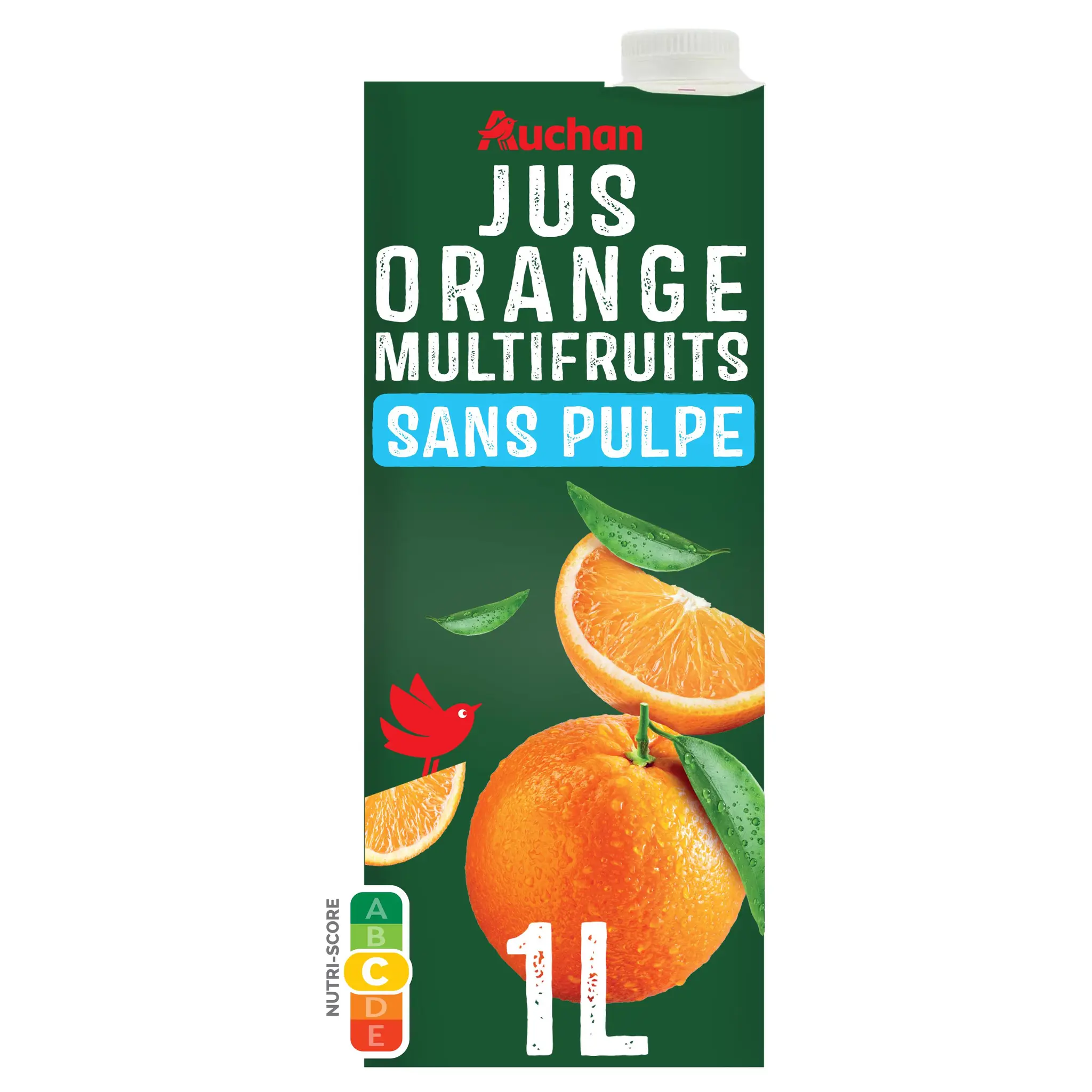 AUCHAN Jus d'orange multifruits à base de concentrés sans sucres ajoutés sans pulpe