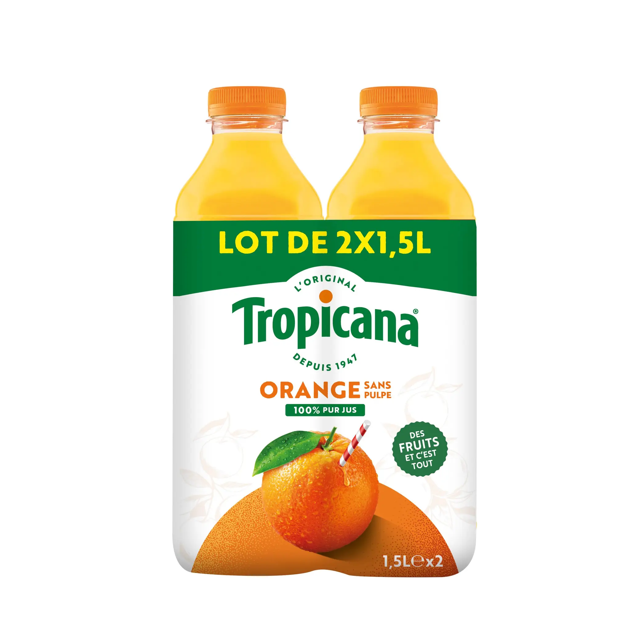 TROPICANA Jus pure premium 100% orange sans pulpe