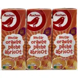 AUCHAN Nectar orange pêche abricot briquettes