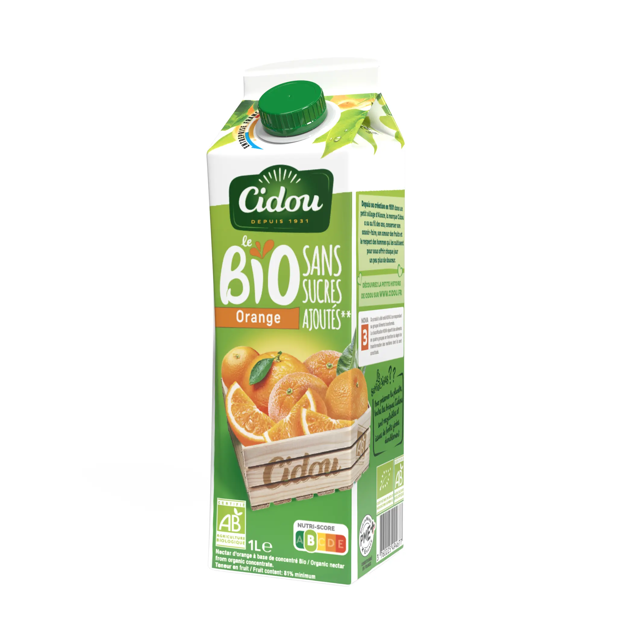 CIDOU Nectar d'orange bio sans sucres ajoutés