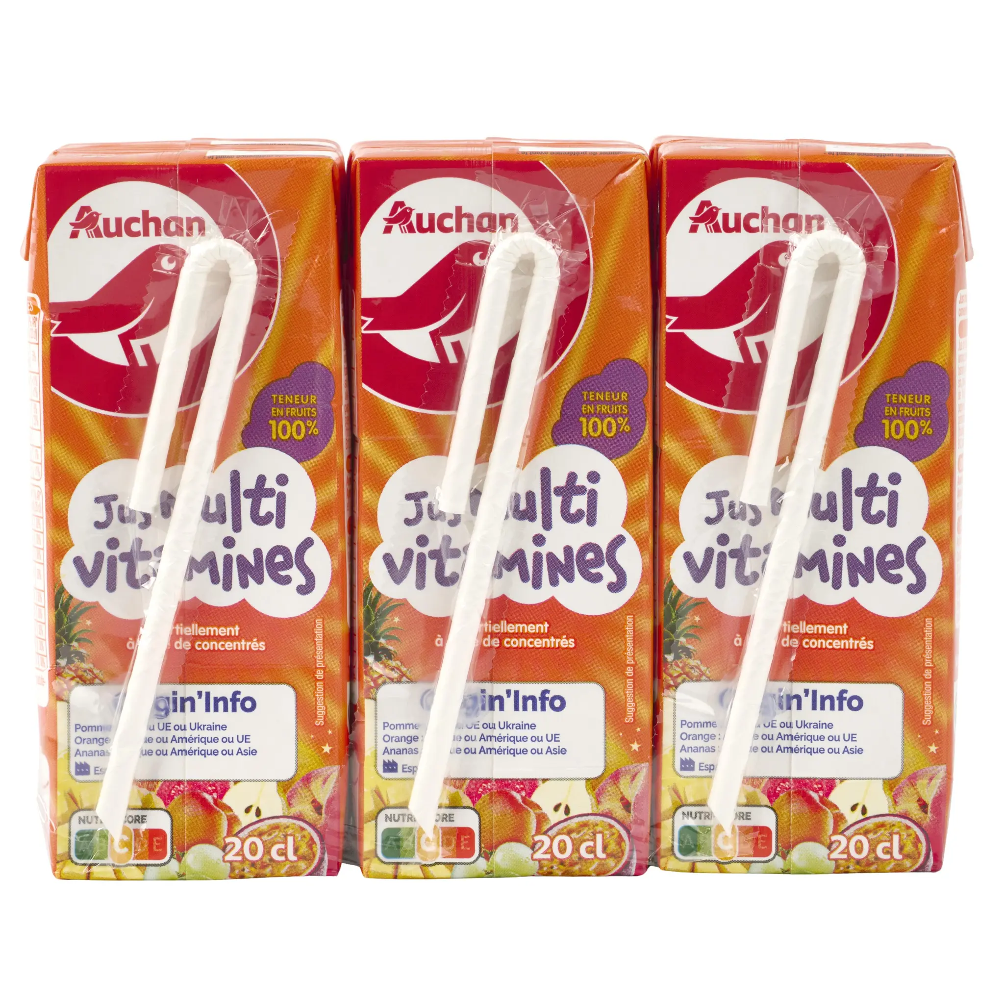 AUCHAN Jus multivitamines à base de concentré briquettes
