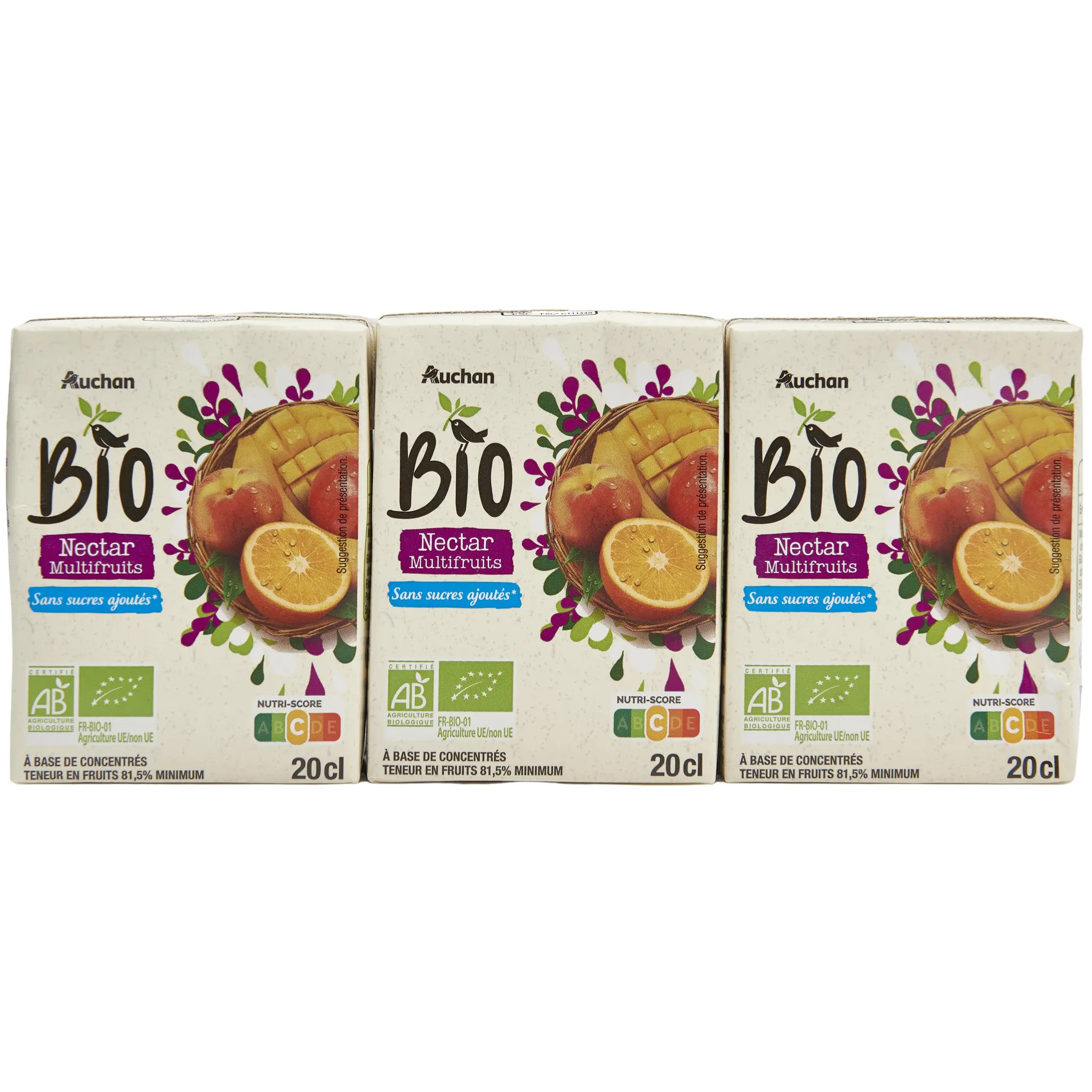 AUCHAN BIO Nectar multifruits briquettes