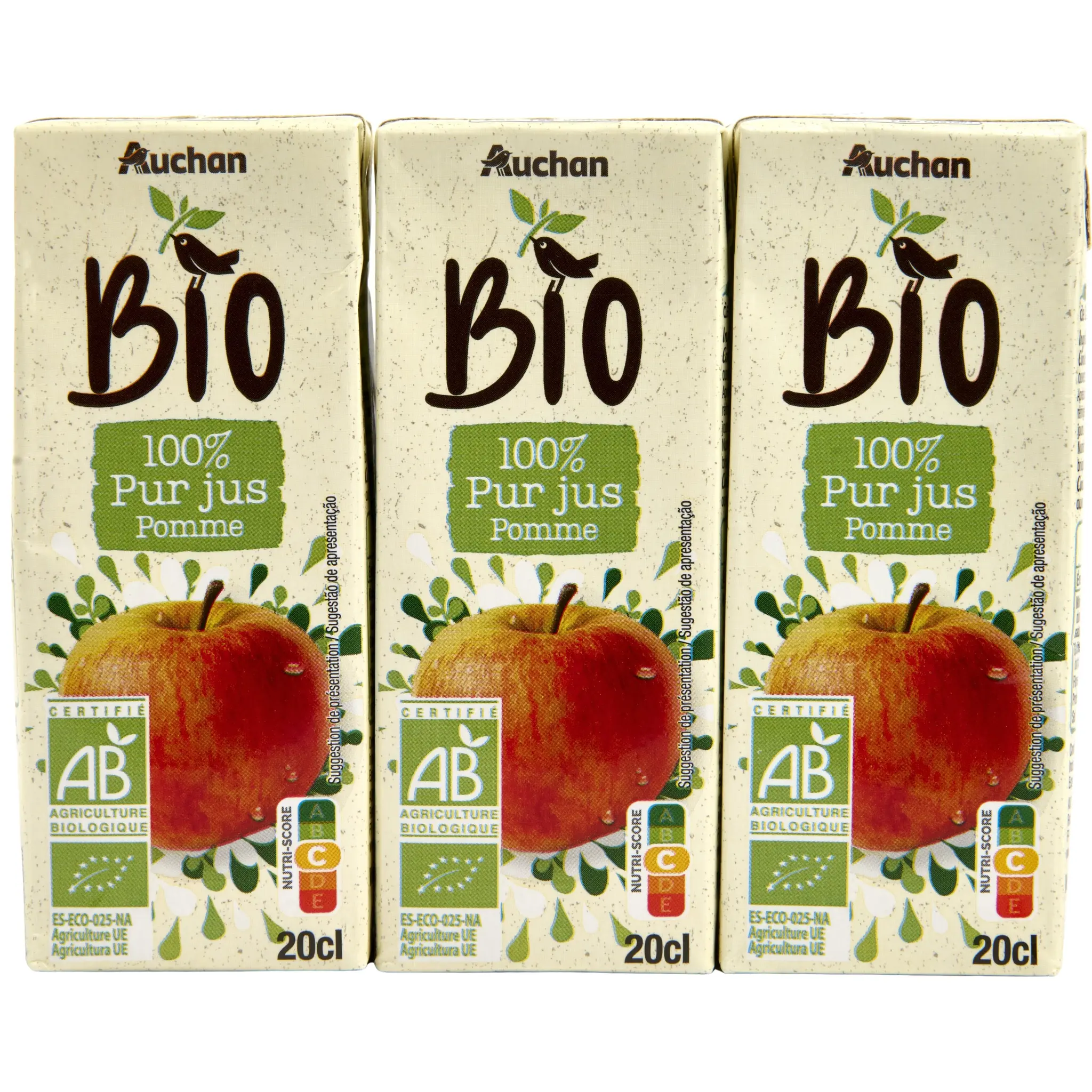 AUCHAN BIO Pur jus de pommes bio briquettes