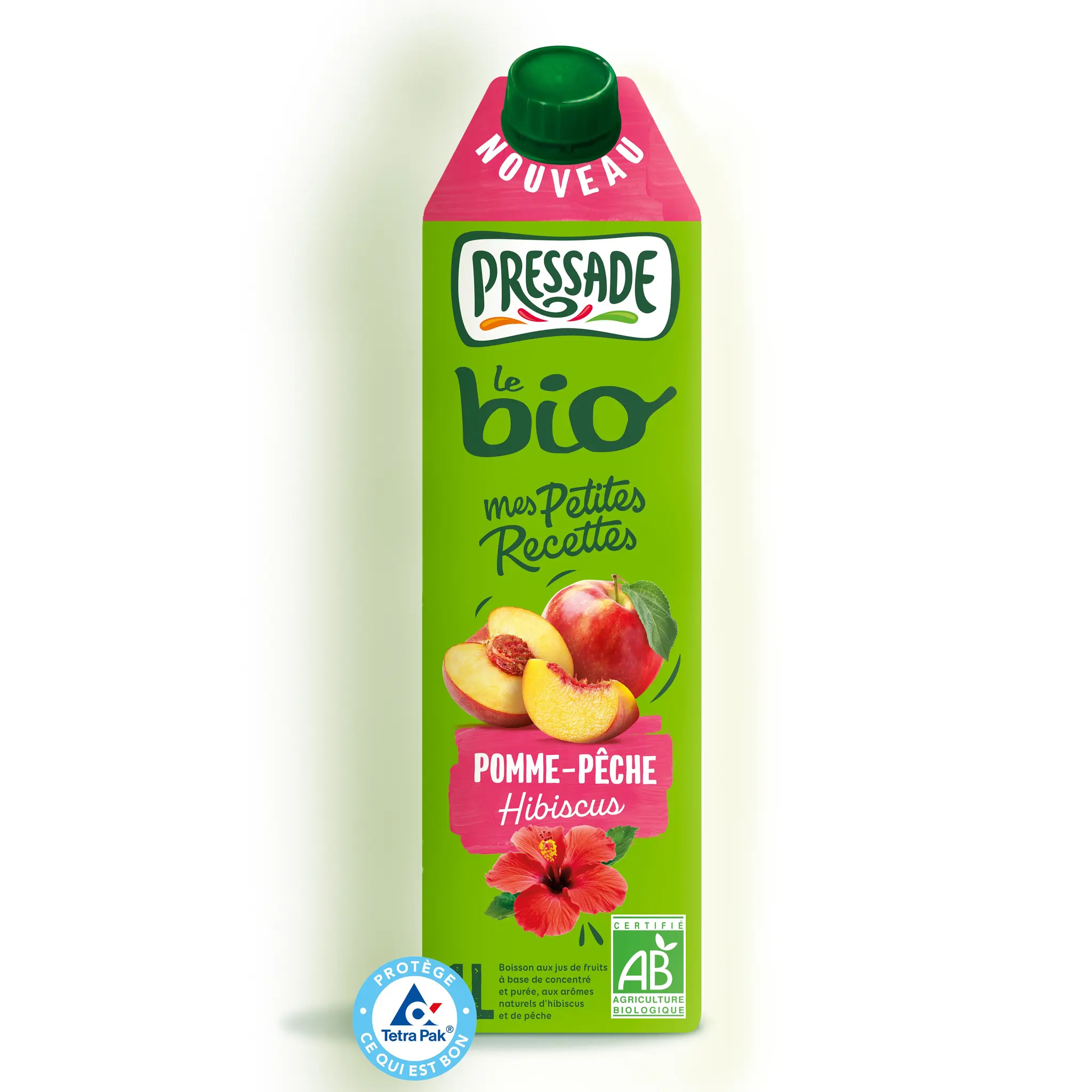PRESSADE Boisson au jus de pomme pêche et hibiscus bio
