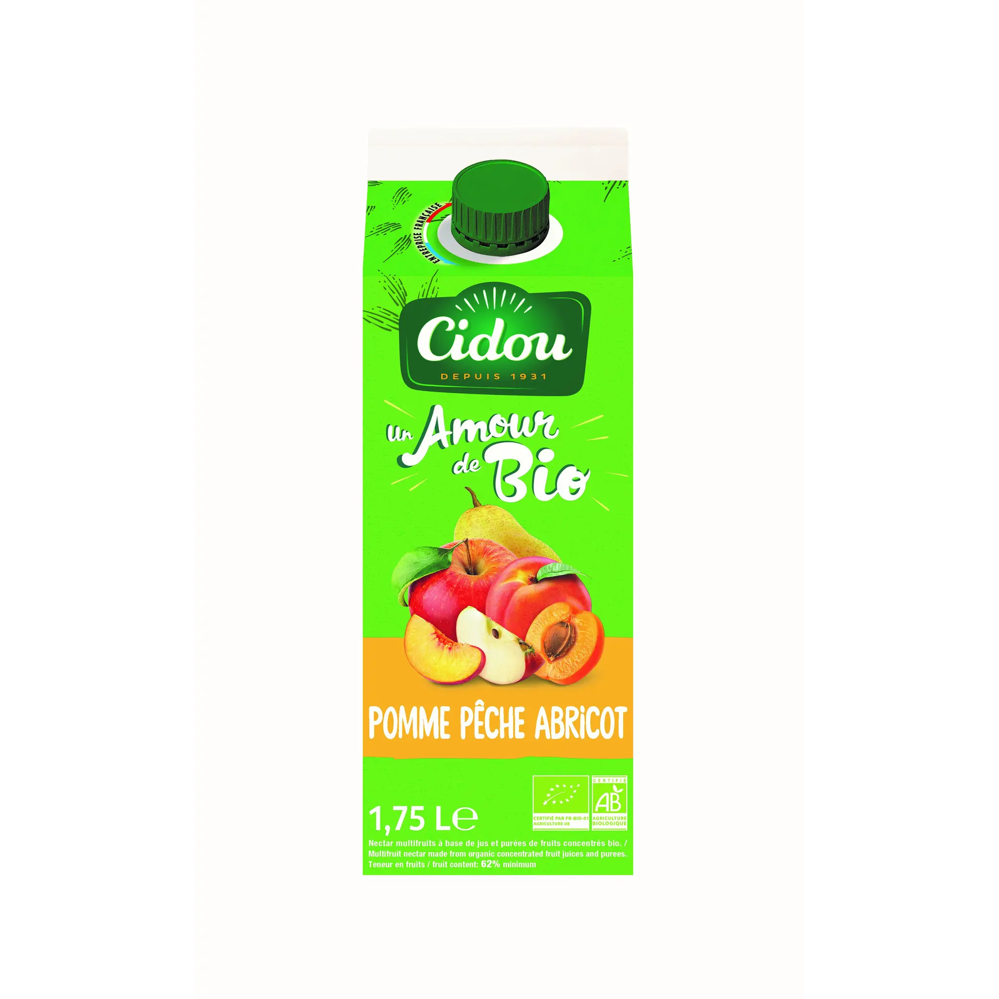 CIDOU Nectar de pomme pêche et abricot bio