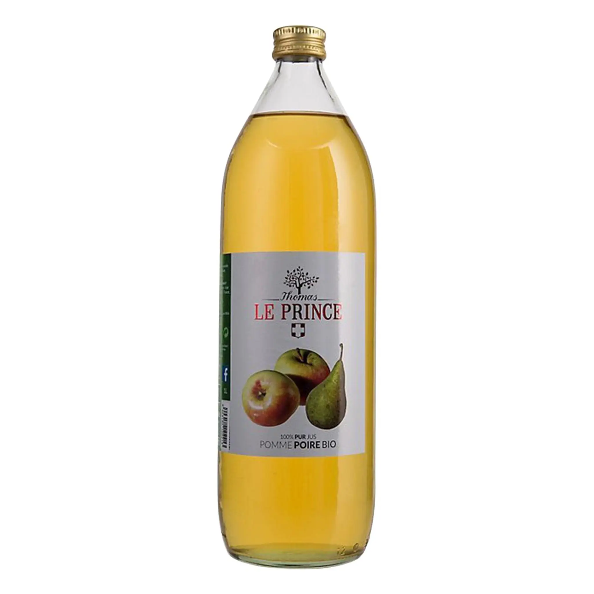 THOMAS LE PRINCE Pur jus de pomme poire bio bouteille verre
