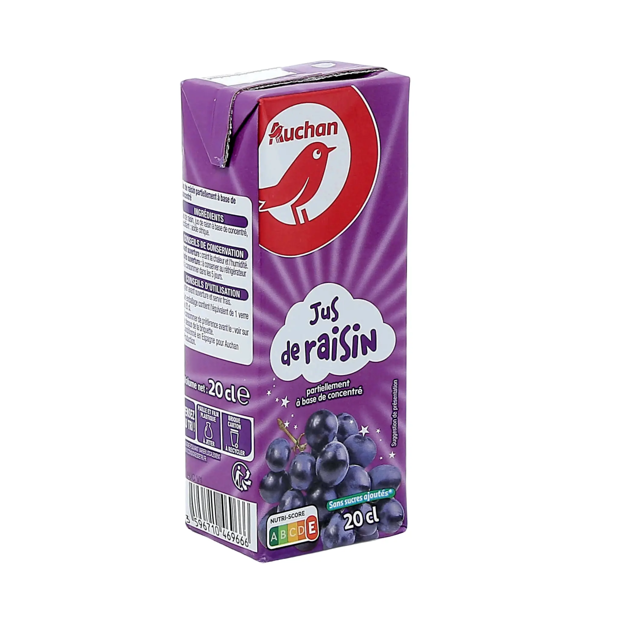 AUCHAN Jus de raisin en briquette
