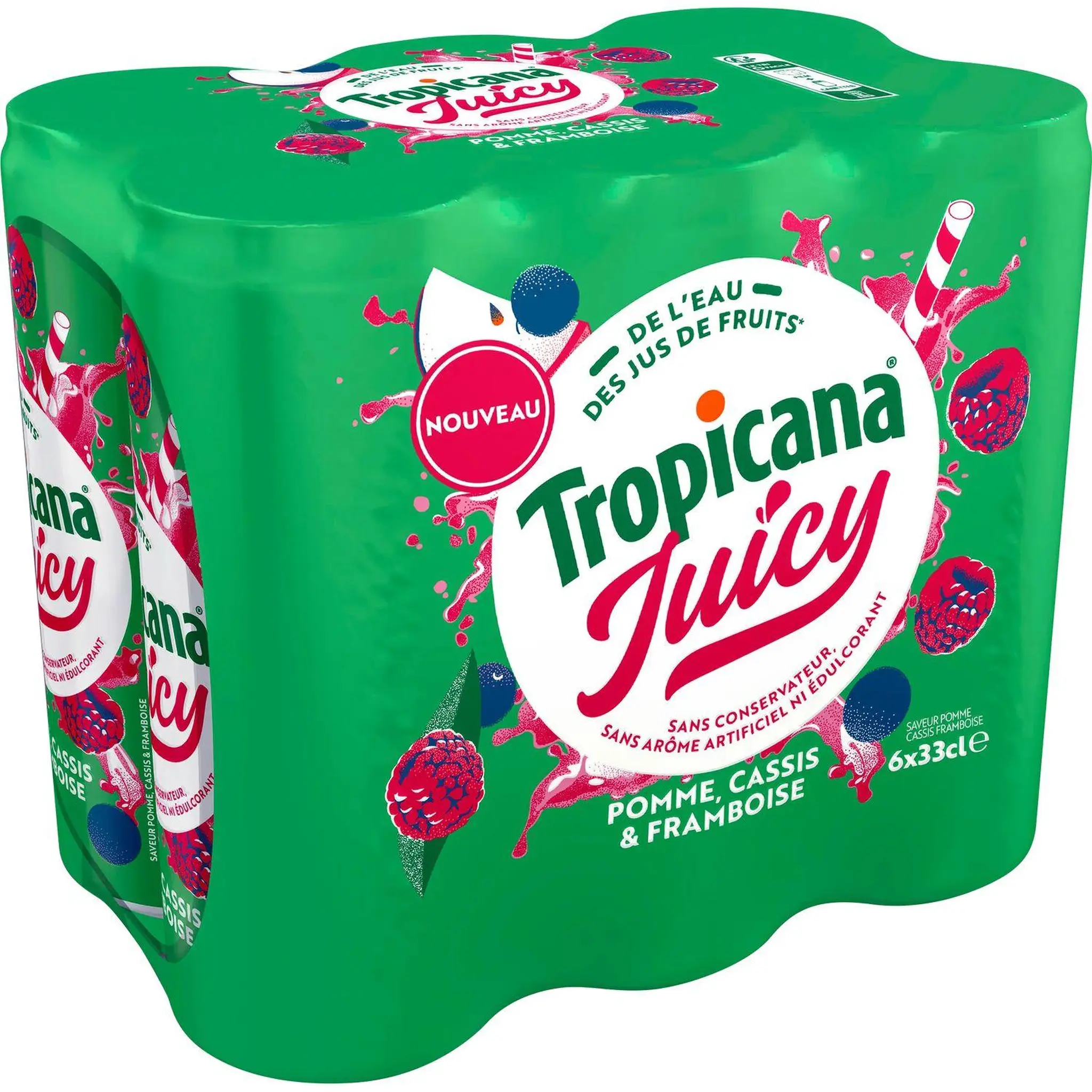 TROPICANA Juicy Boisson à l'eau de source pomme cassis framboise boîtes