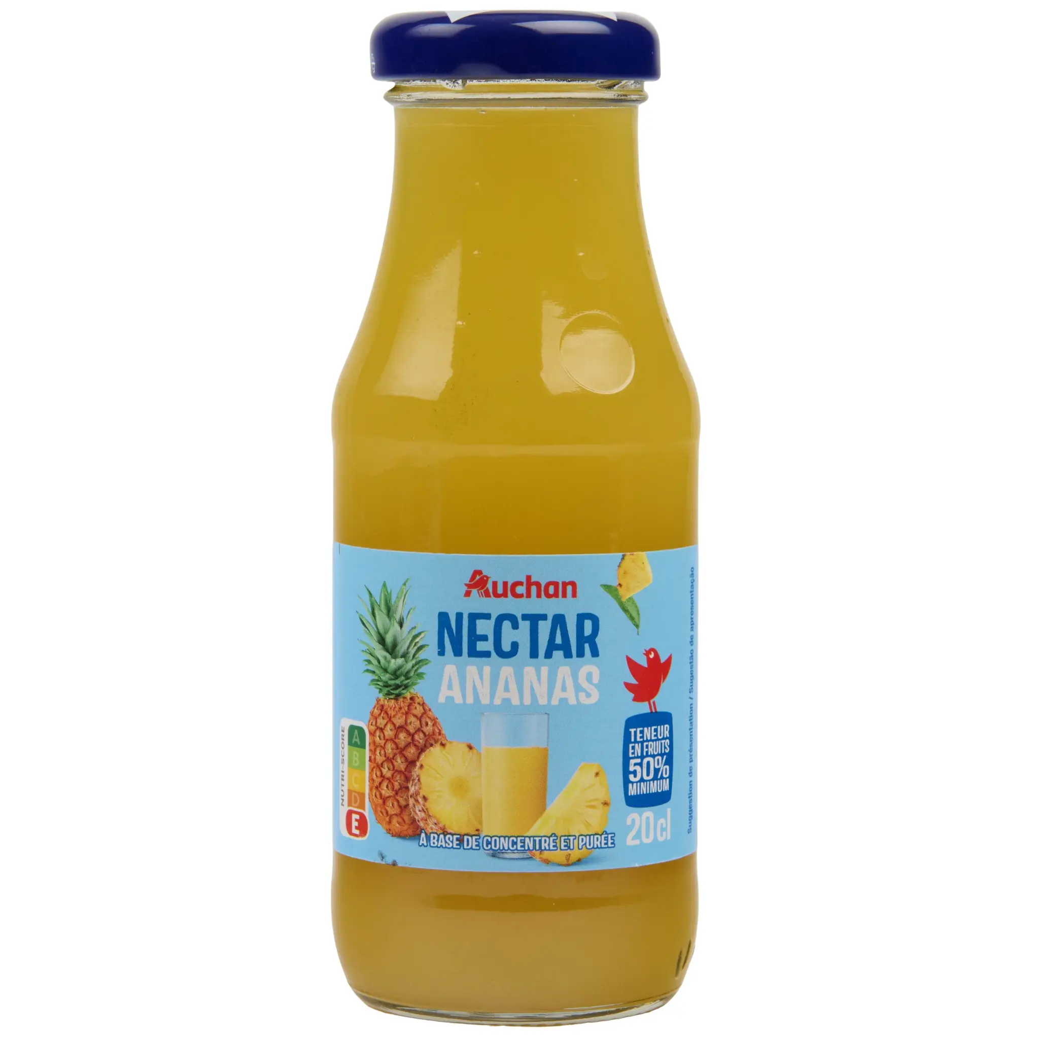 AUCHAN Nectar d'ananas bouteille en verre