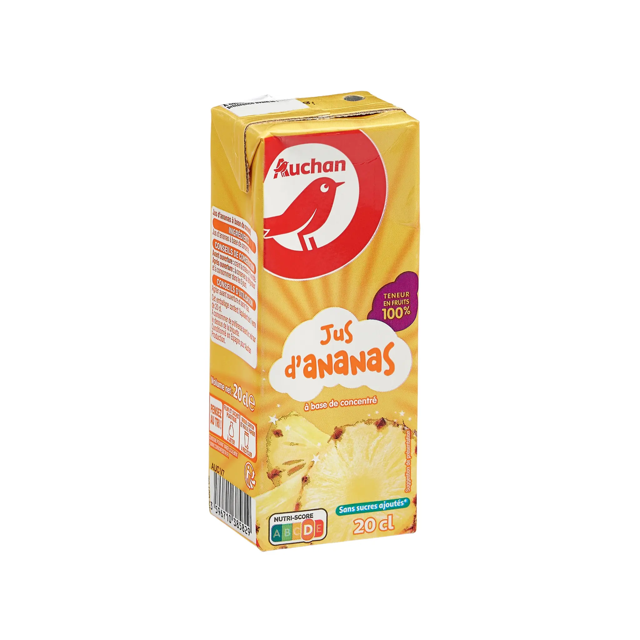 AUCHAN Jus d'ananas en briquette